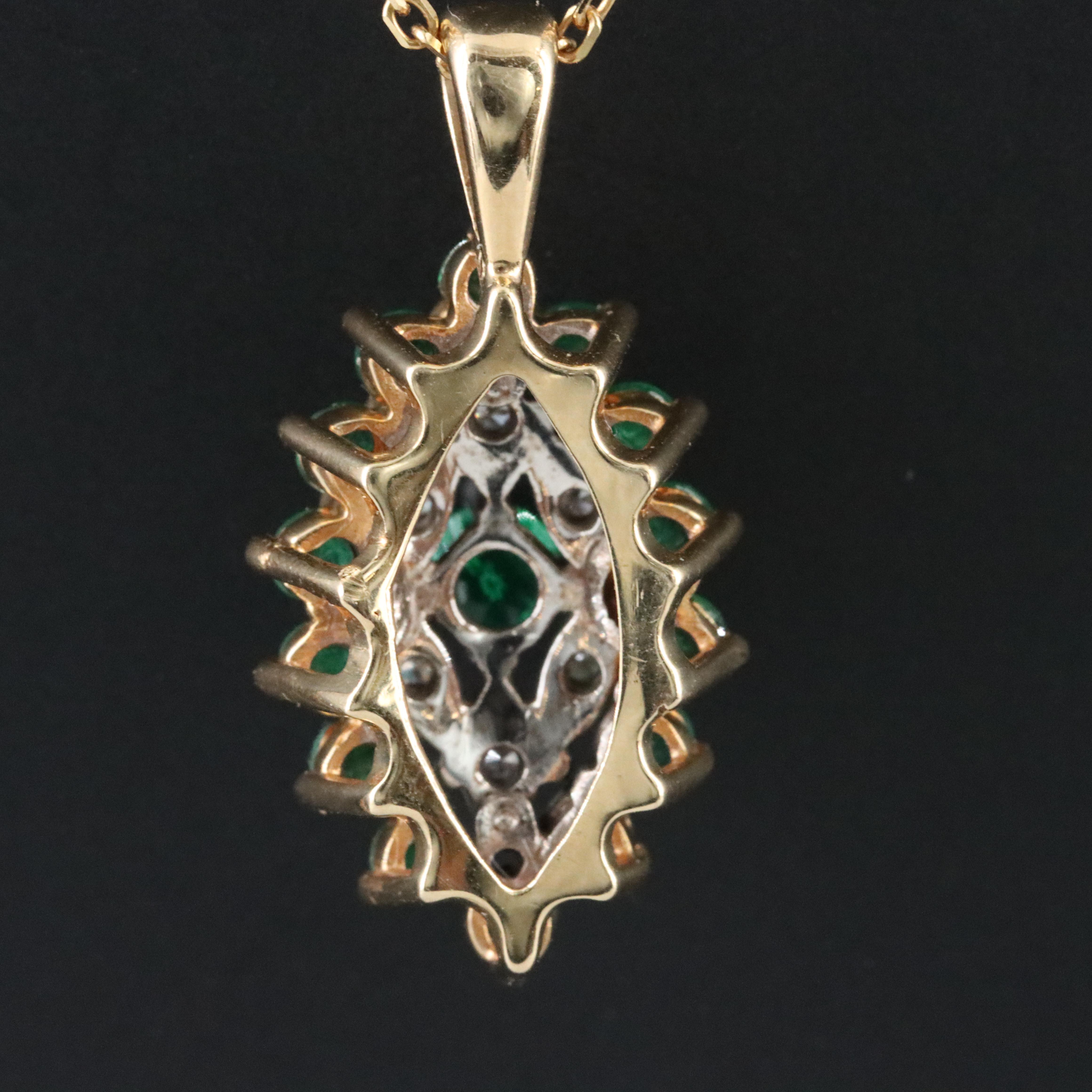 14K Emerald and Diamond Pendant Necklace