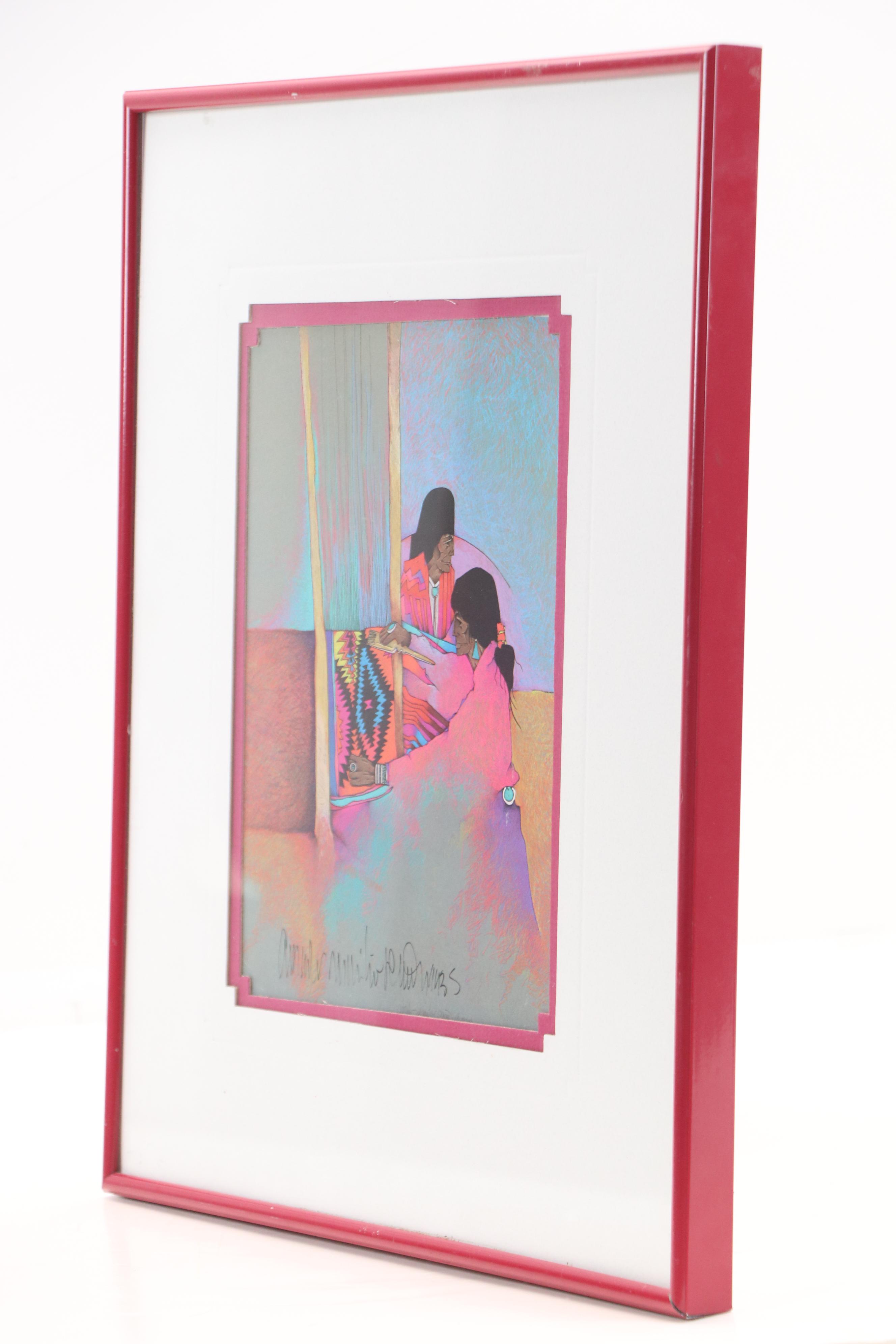 Amado M. Peña Jr. Offset Lithograph "La Tejedora," 1990