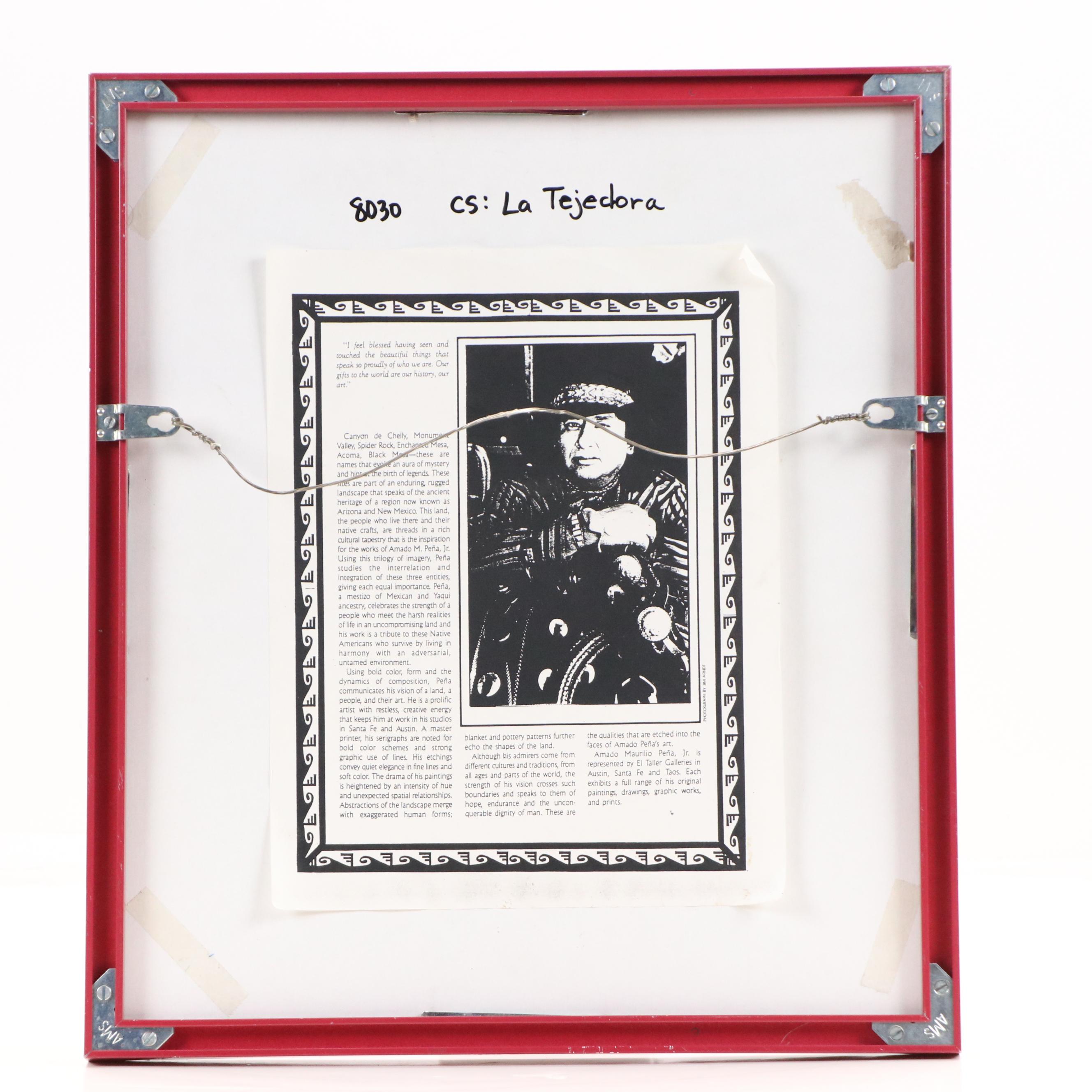 Amado M. Peña Jr. Offset Lithograph "La Tejedora," 1990