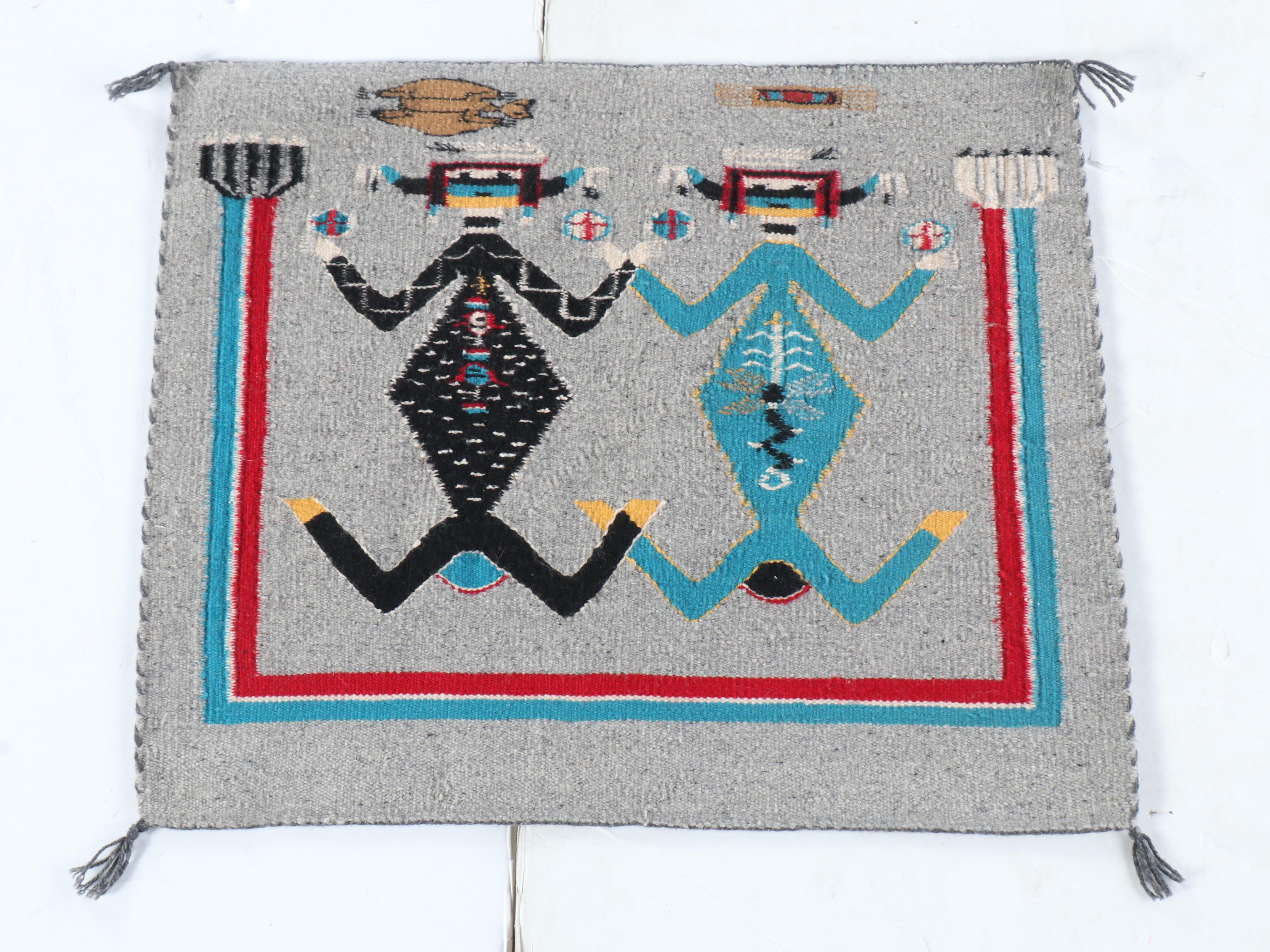 2'2 x 1'9 Diné (Navajo) "Father Sky and Mother Earth" Handwoven Rug, Circa 1980