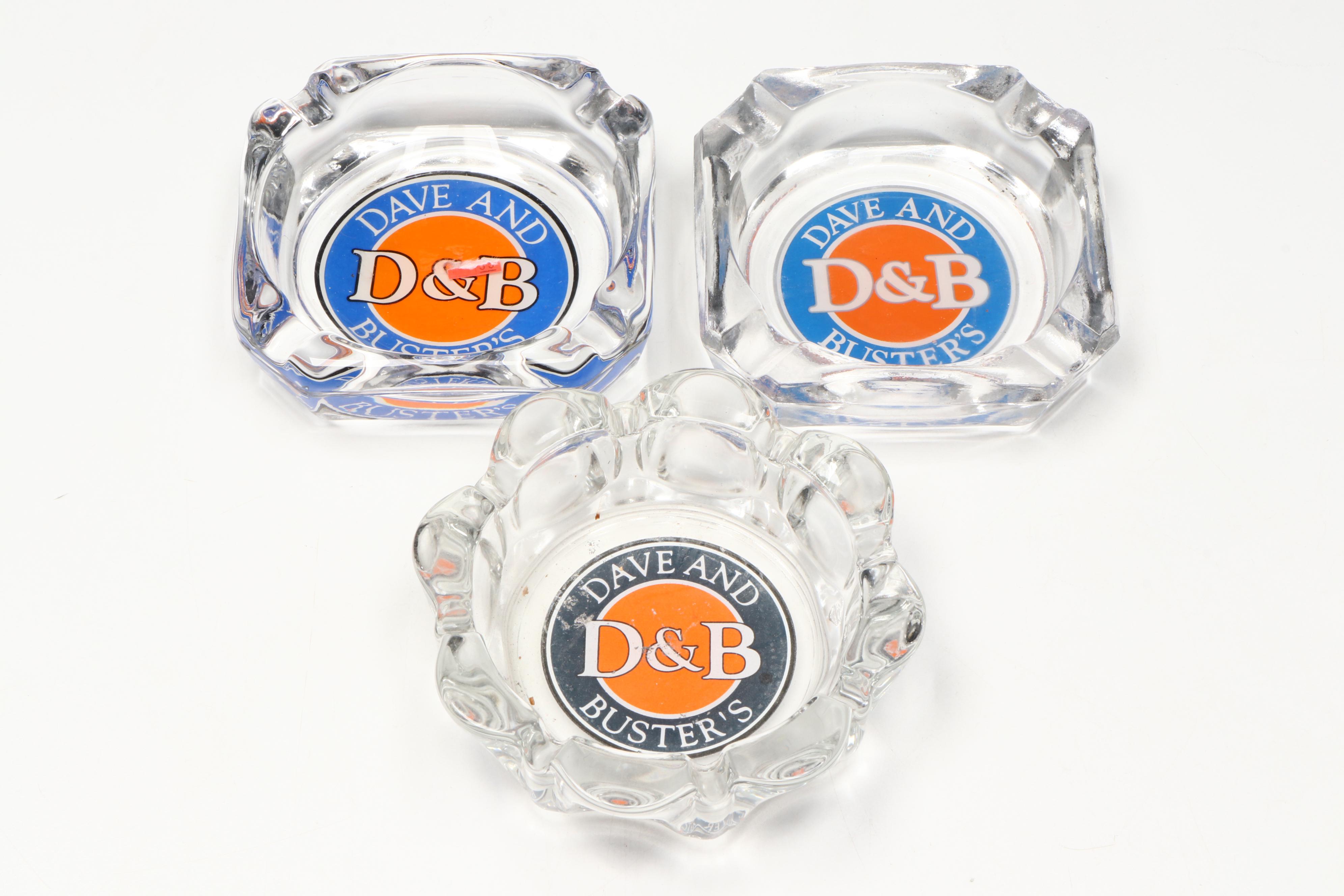 Dave and Buster's, Hilton, and More Branded and Commemorative Glass Ashtrays
