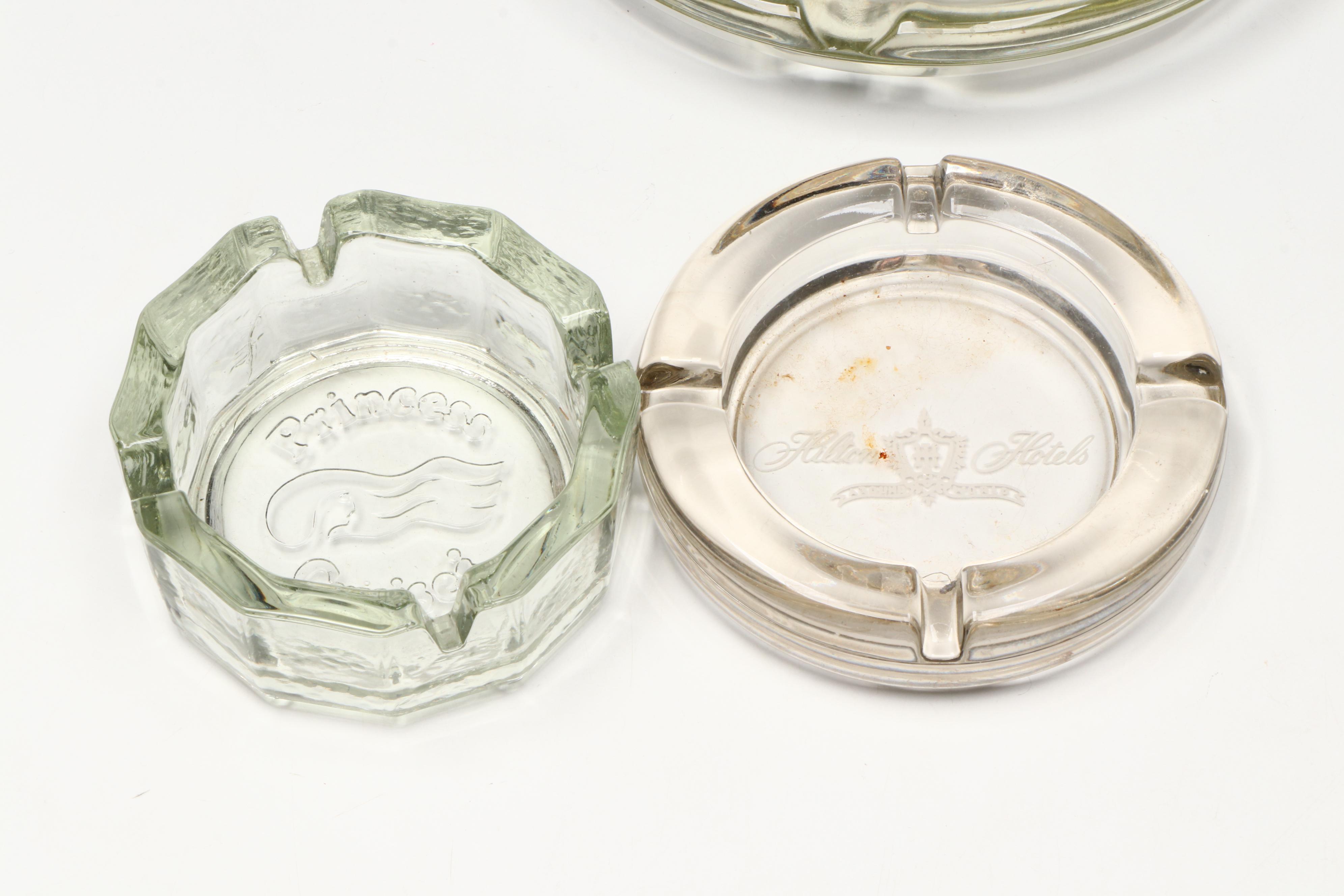 Dave and Buster's, Hilton, and More Branded and Commemorative Glass Ashtrays