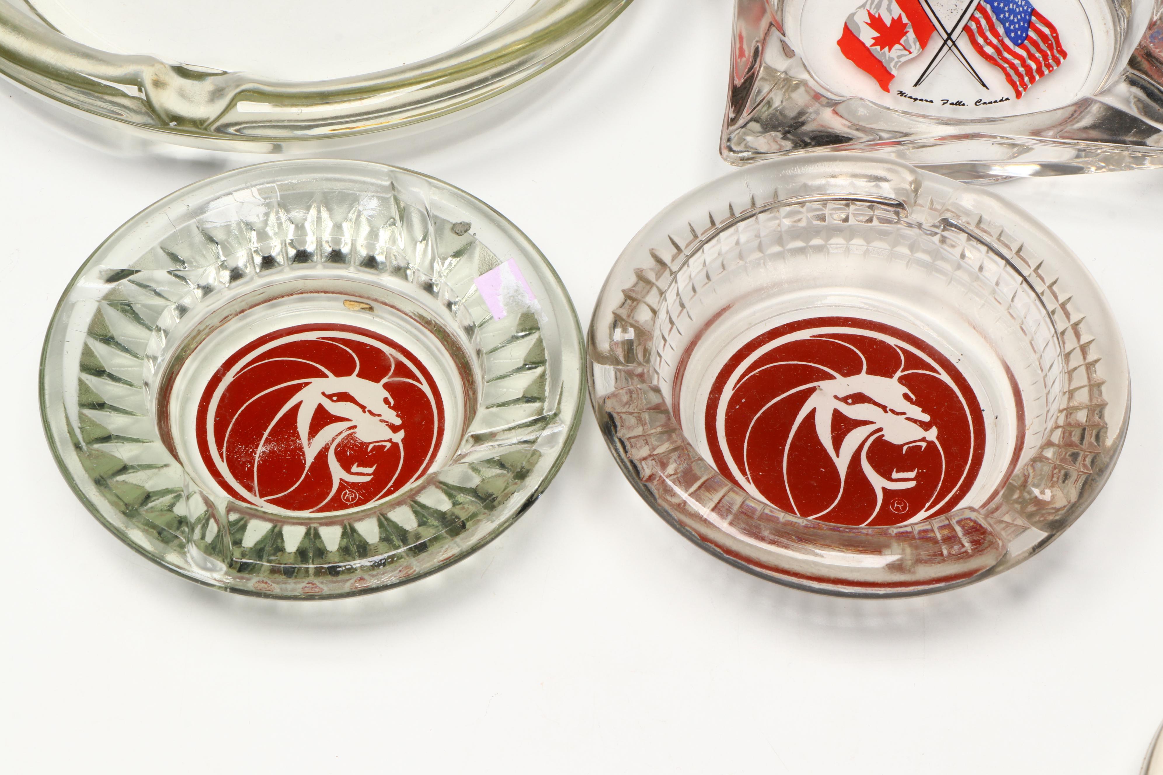 Dave and Buster's, Hilton, and More Branded and Commemorative Glass Ashtrays