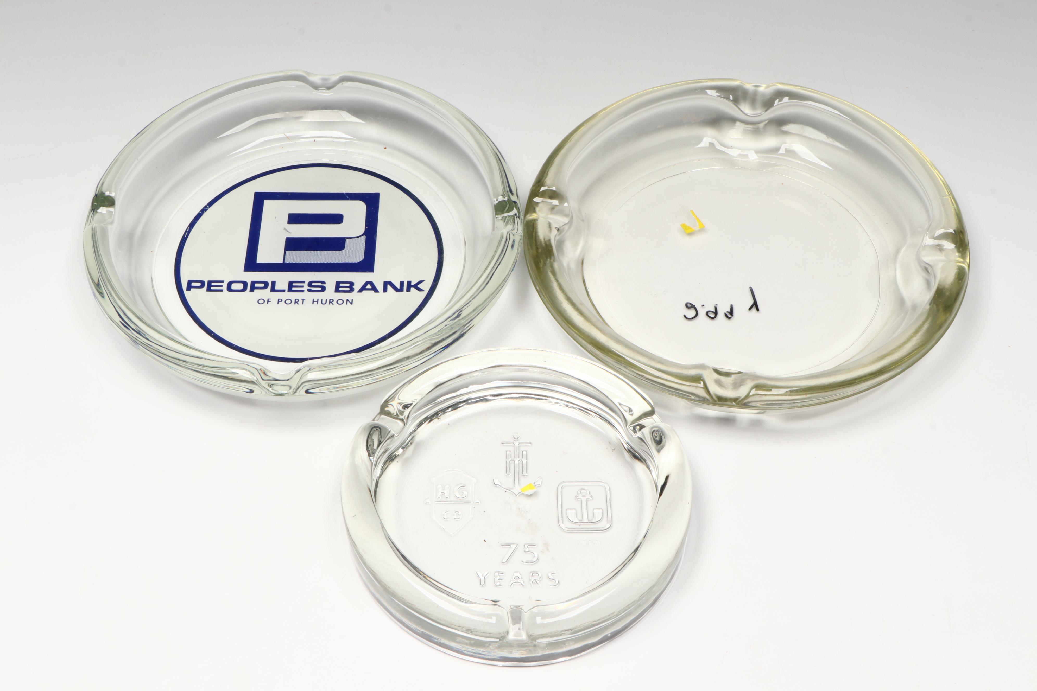 Dave and Buster's, Hilton, and More Branded and Commemorative Glass Ashtrays