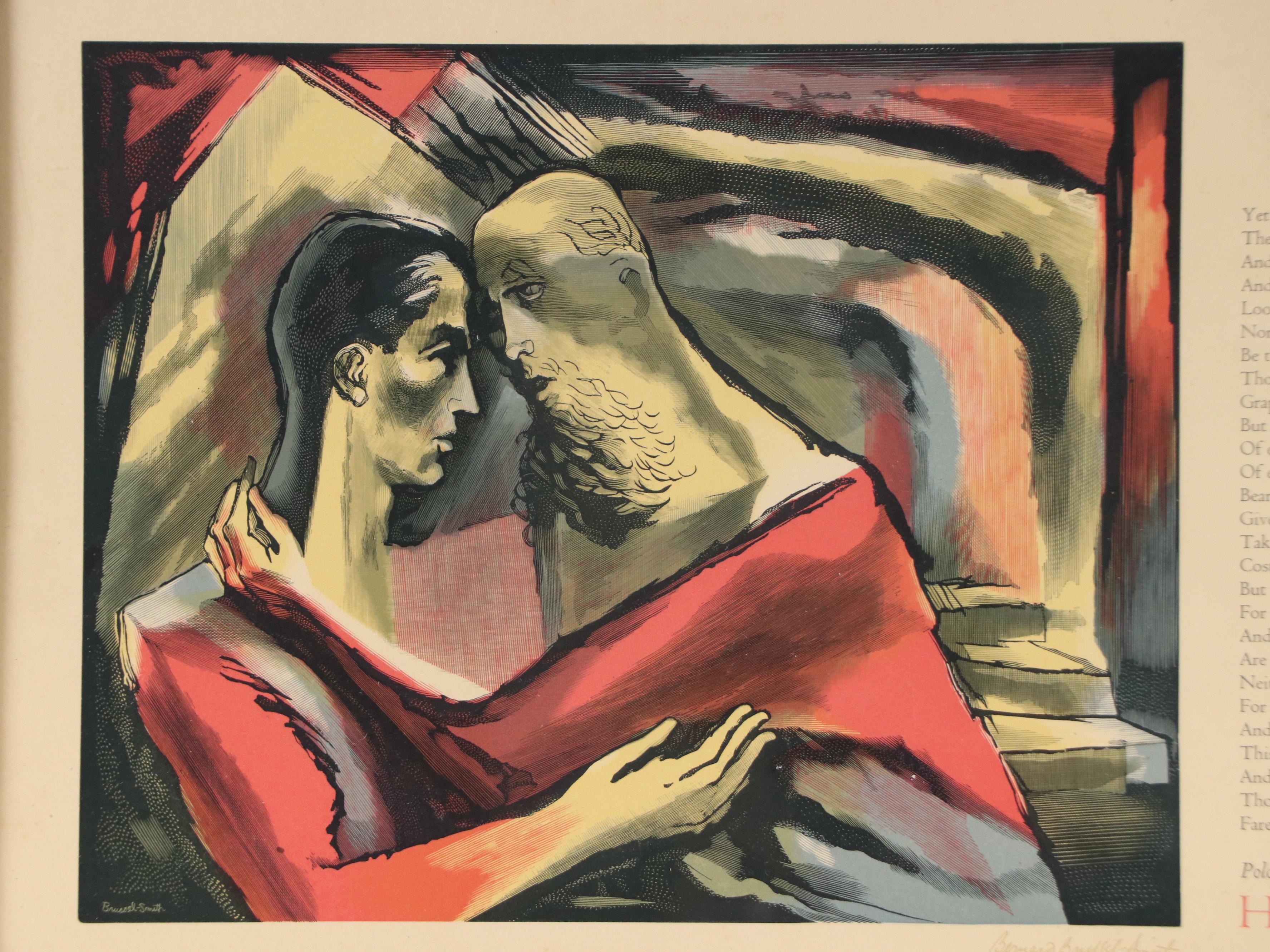 Bernard Brussel-Smith Wood Engraving "Polonius' Charge to His Son Laertes"