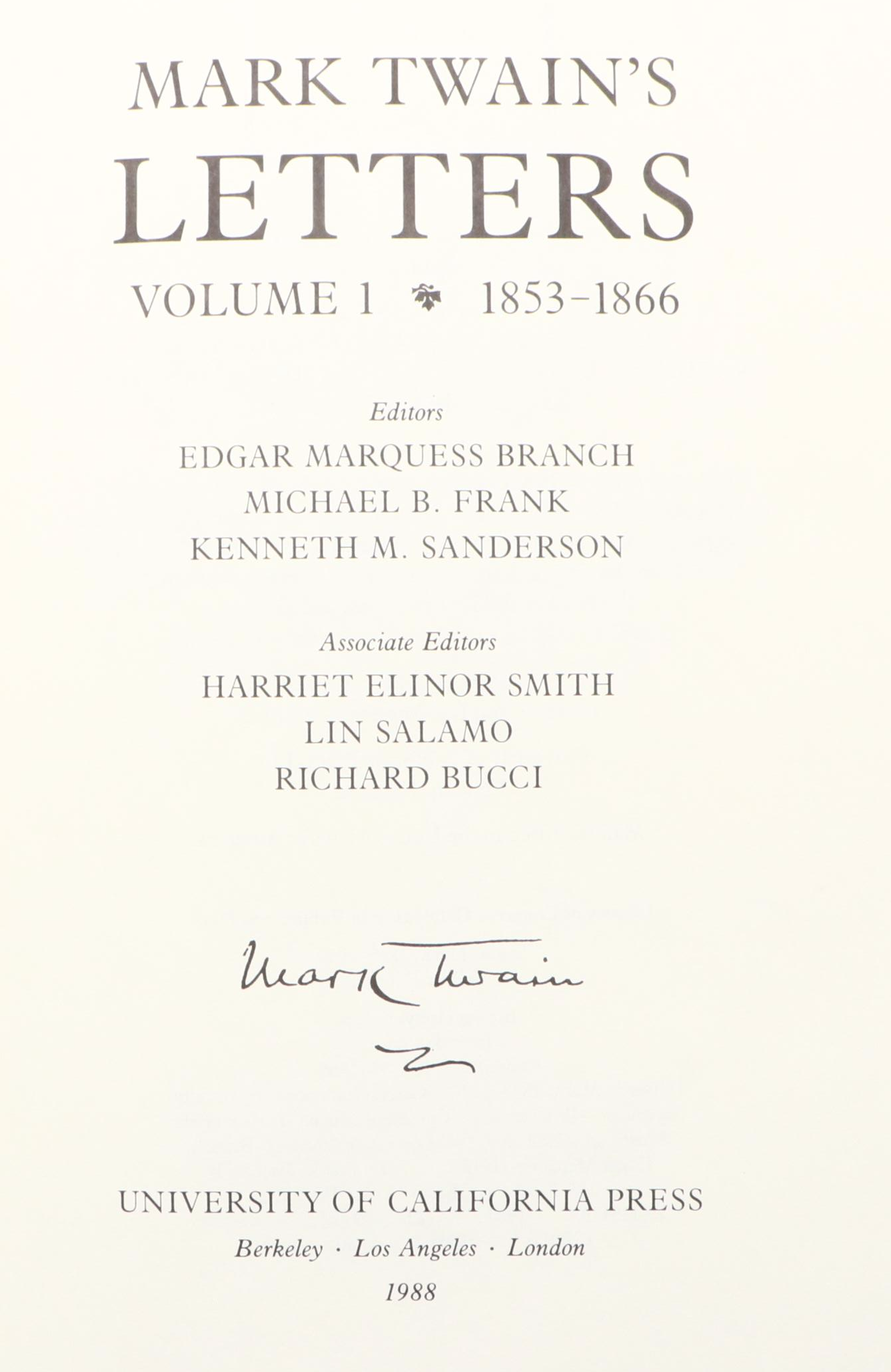 "Mark Twain's Letters" Six-Volume Set by Michael B. Frank