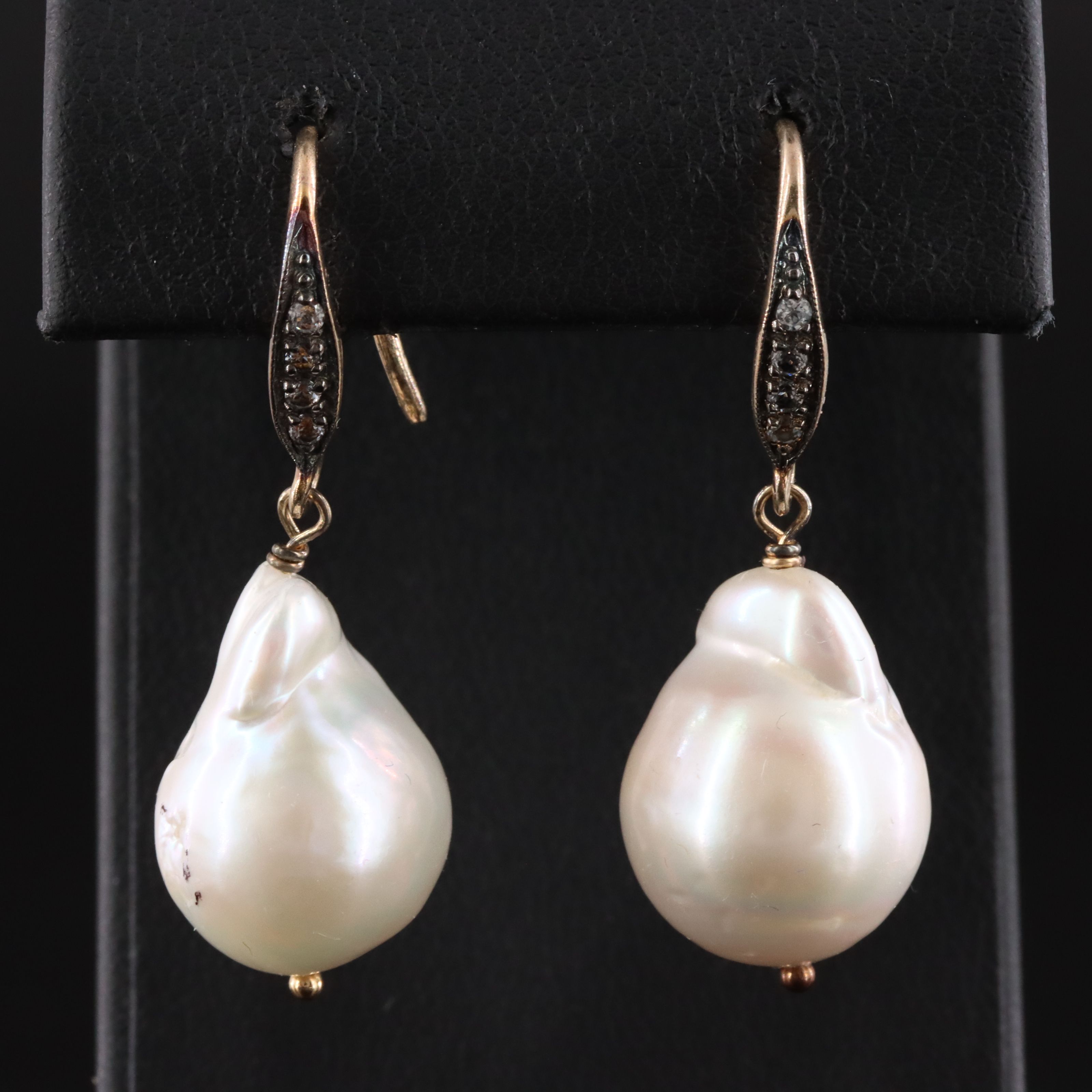 Sterling Pearl and Sapphire Earrings