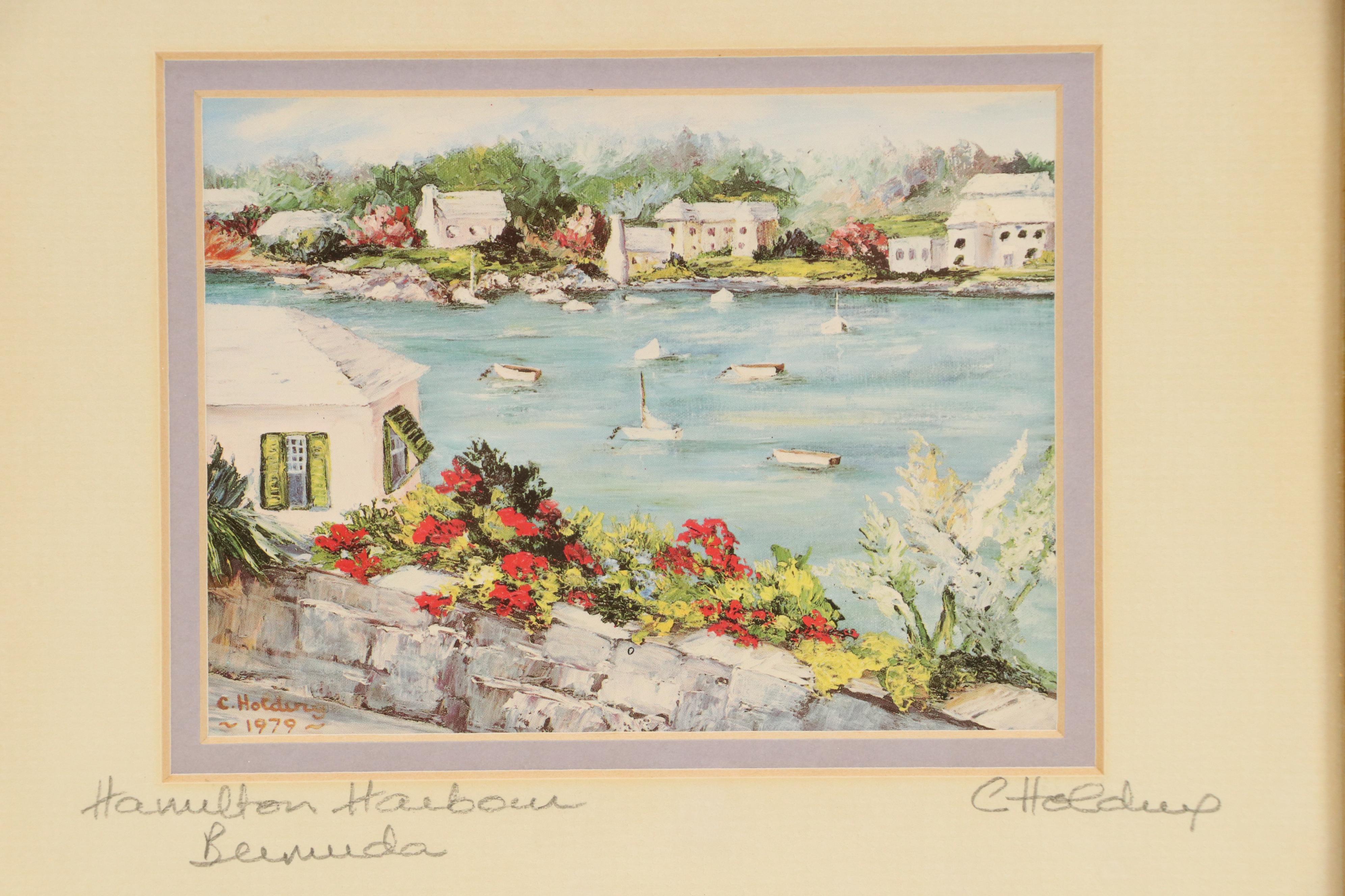 Carole Holding Offset Lithographs "Hamilton Harbor" and Other Bermudian Scene