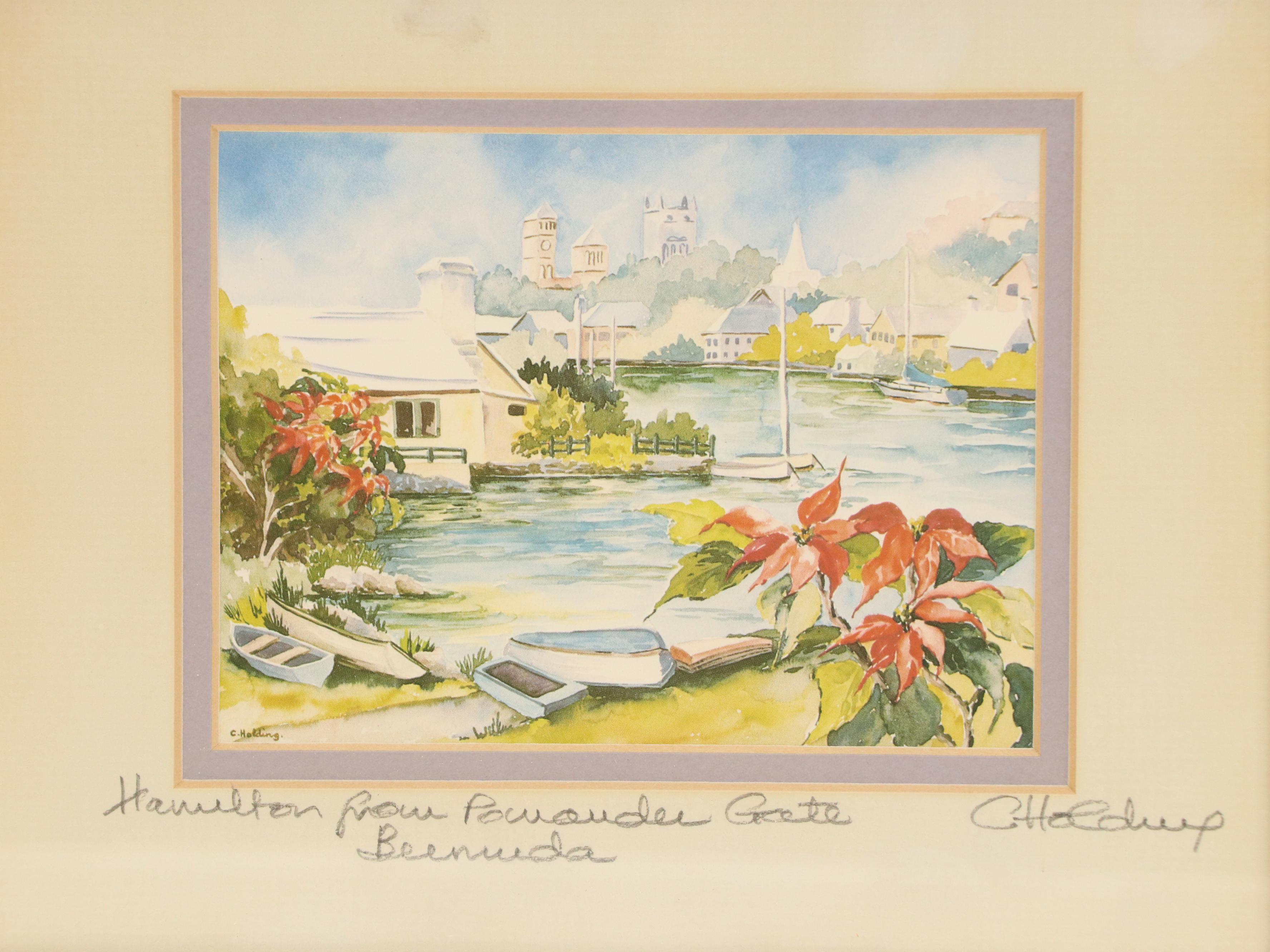 Carole Holding Offset Lithographs "Hamilton Harbor" and Other Bermudian Scene
