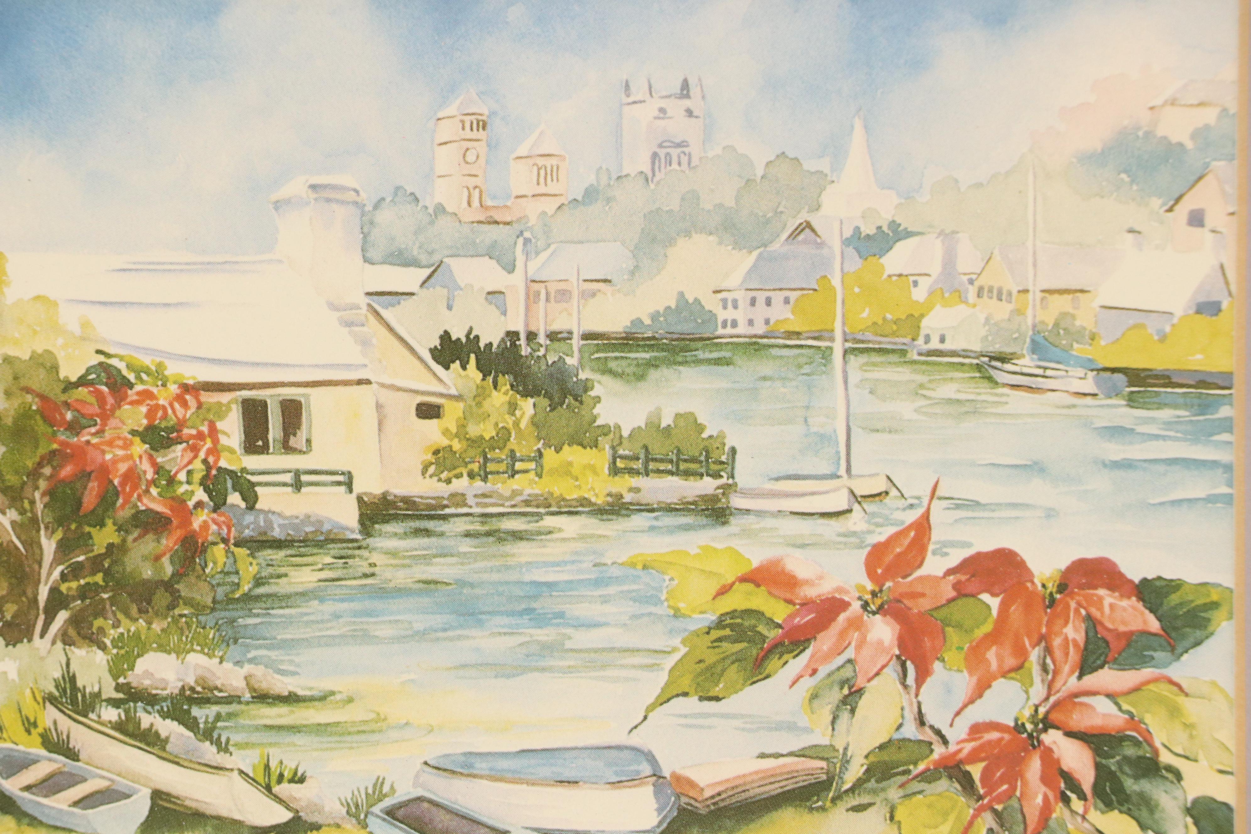 Carole Holding Offset Lithographs "Hamilton Harbor" and Other Bermudian Scene