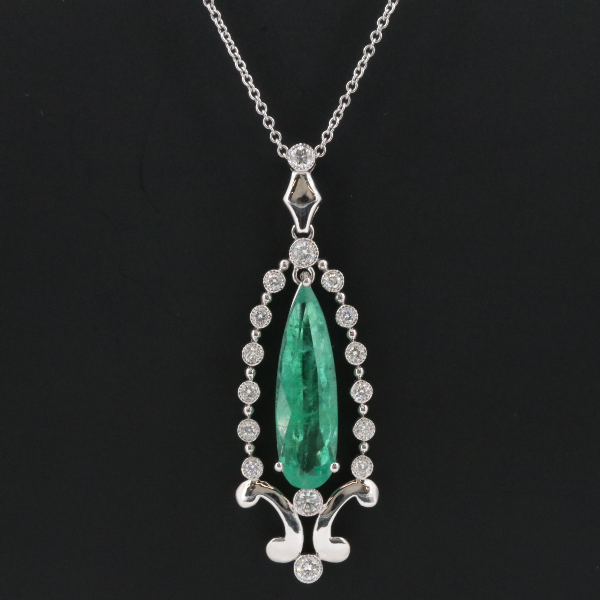 Michael Christoff 3.77 CT Emerald and 0.45 CTW Diamond Pendant Necklace