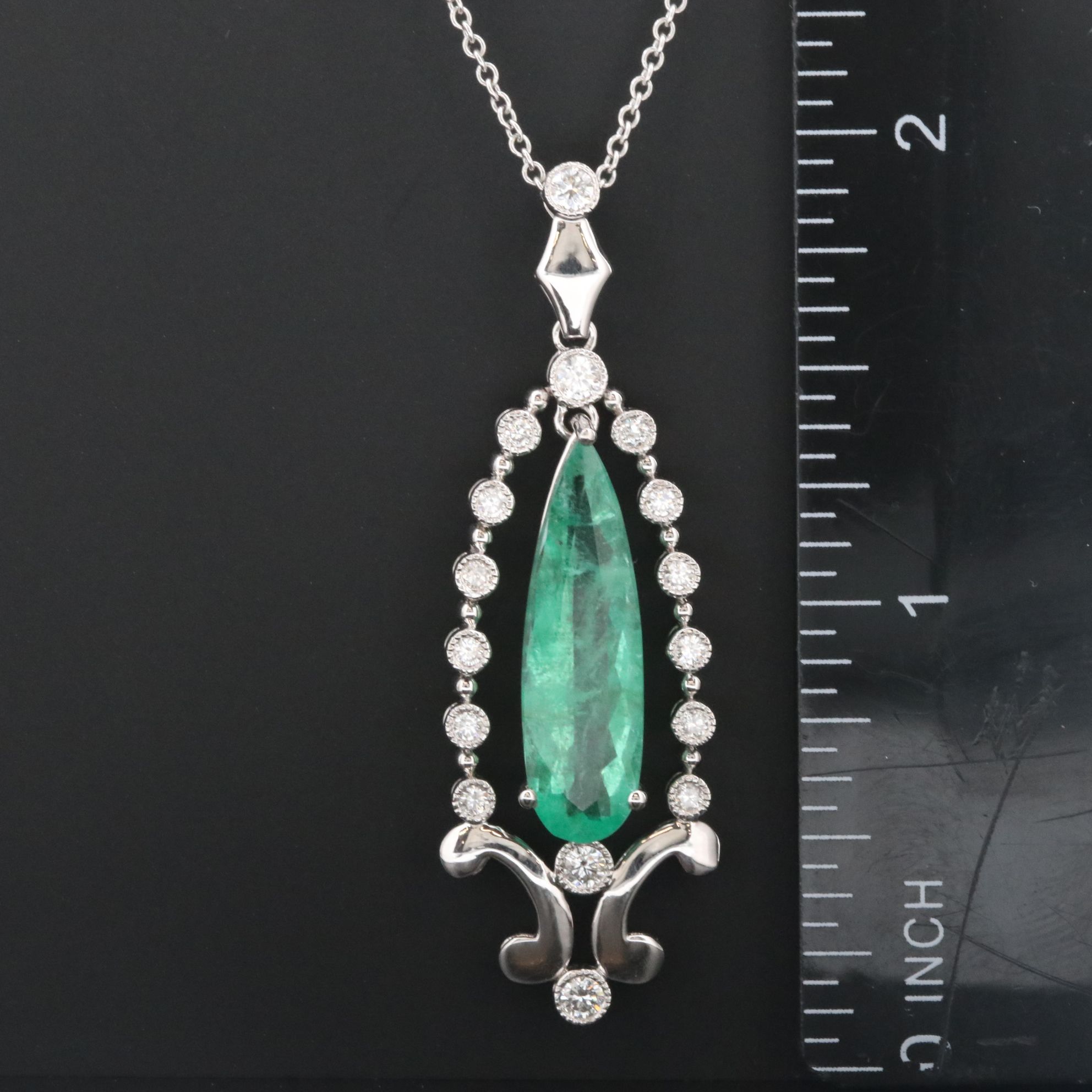 Michael Christoff 3.77 CT Emerald and 0.45 CTW Diamond Pendant Necklace