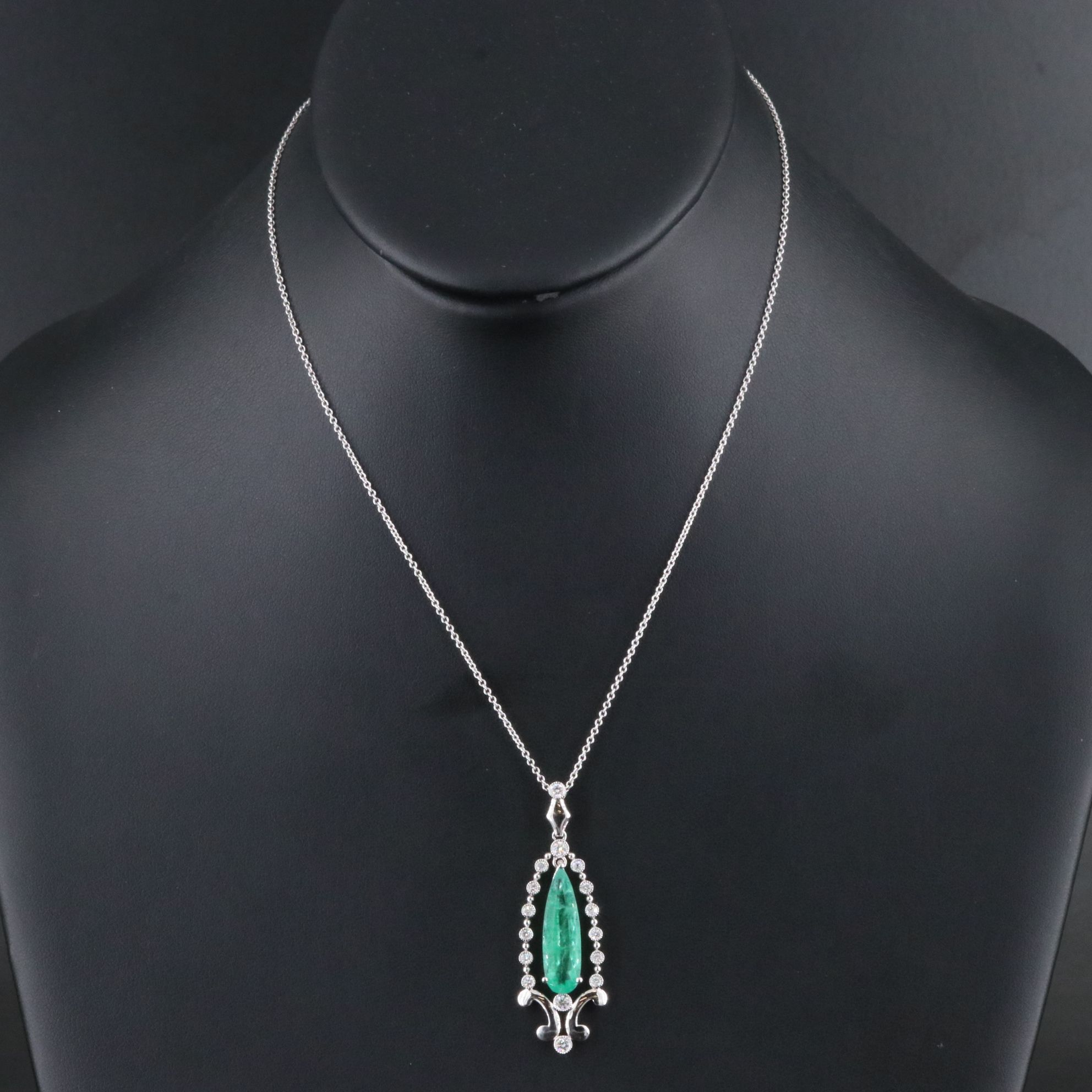 Michael Christoff 3.77 CT Emerald and 0.45 CTW Diamond Pendant Necklace