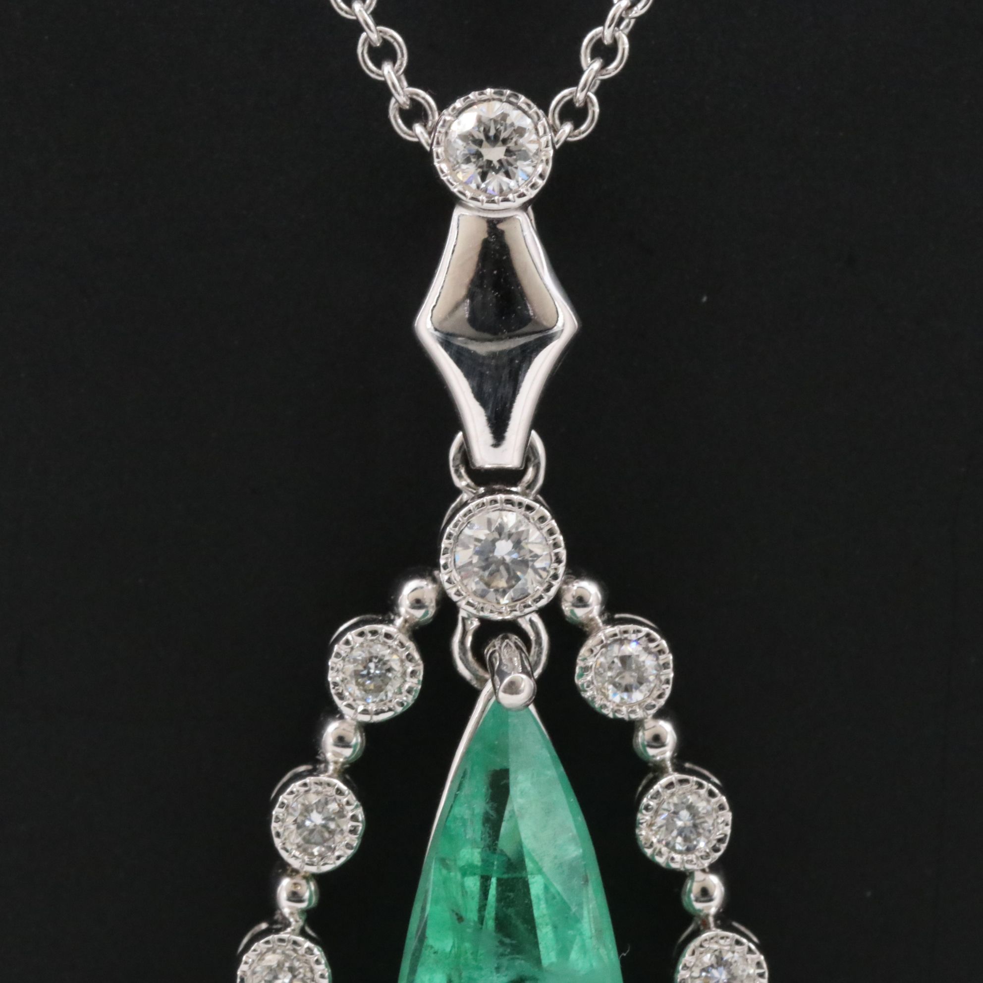 Michael Christoff 3.77 CT Emerald and 0.45 CTW Diamond Pendant Necklace