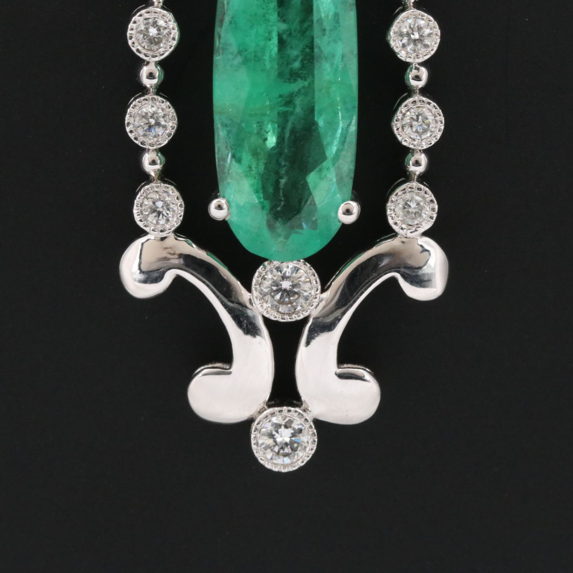 Michael Christoff 3.77 CT Emerald and 0.45 CTW Diamond Pendant Necklace