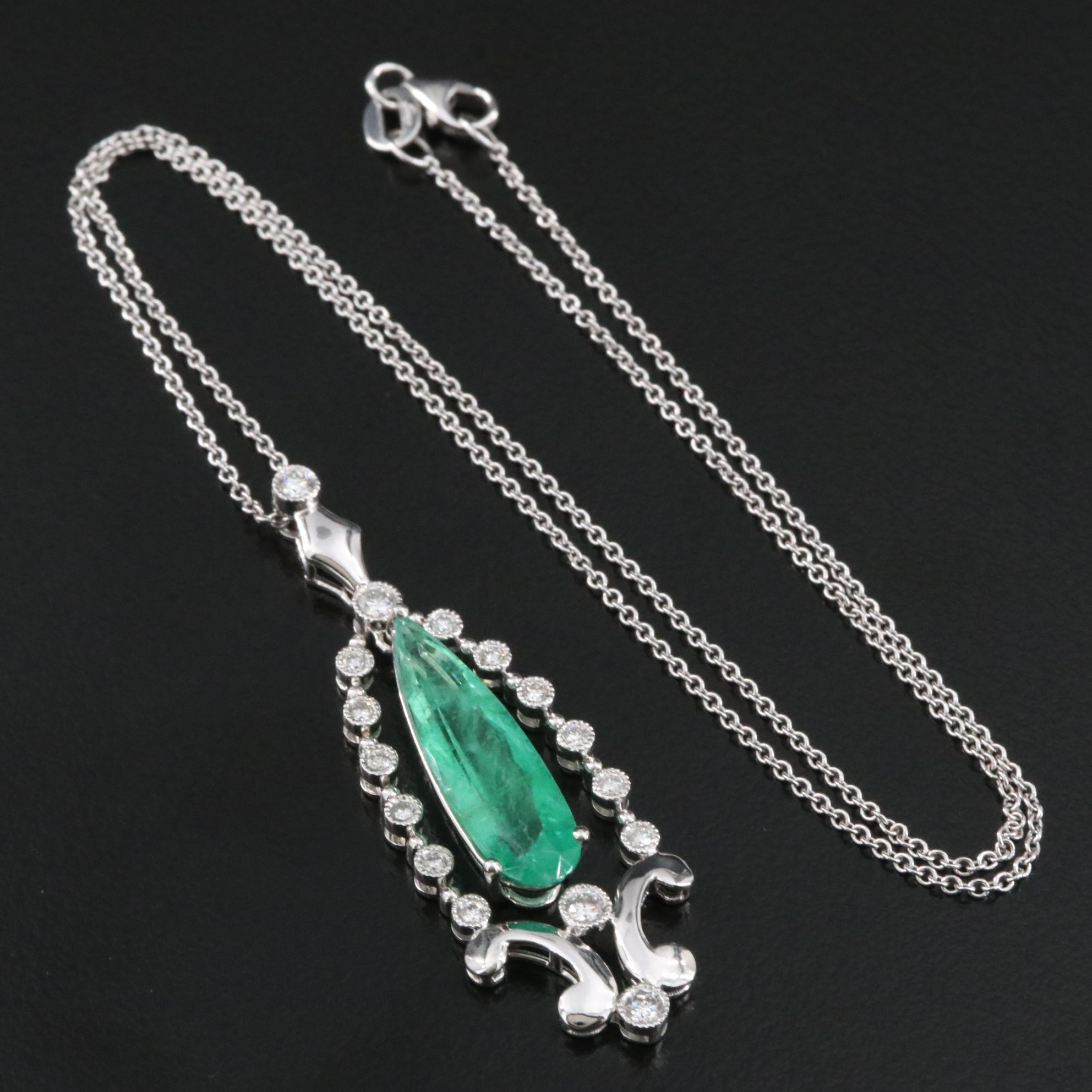 Michael Christoff 3.77 CT Emerald and 0.45 CTW Diamond Pendant Necklace