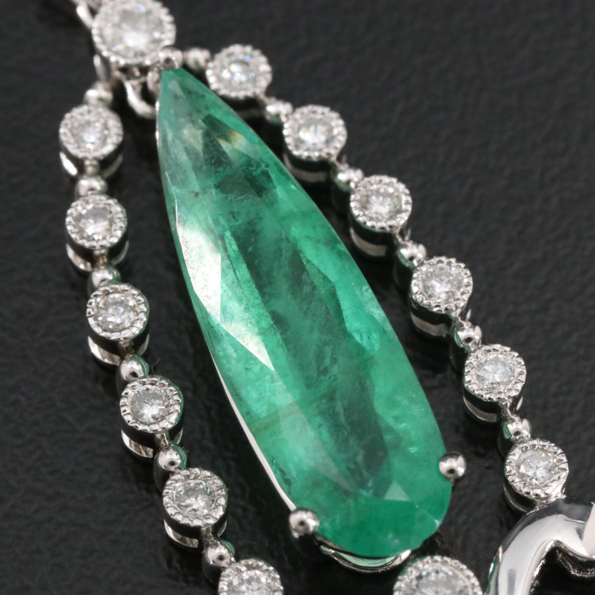 Michael Christoff 3.77 CT Emerald and 0.45 CTW Diamond Pendant Necklace