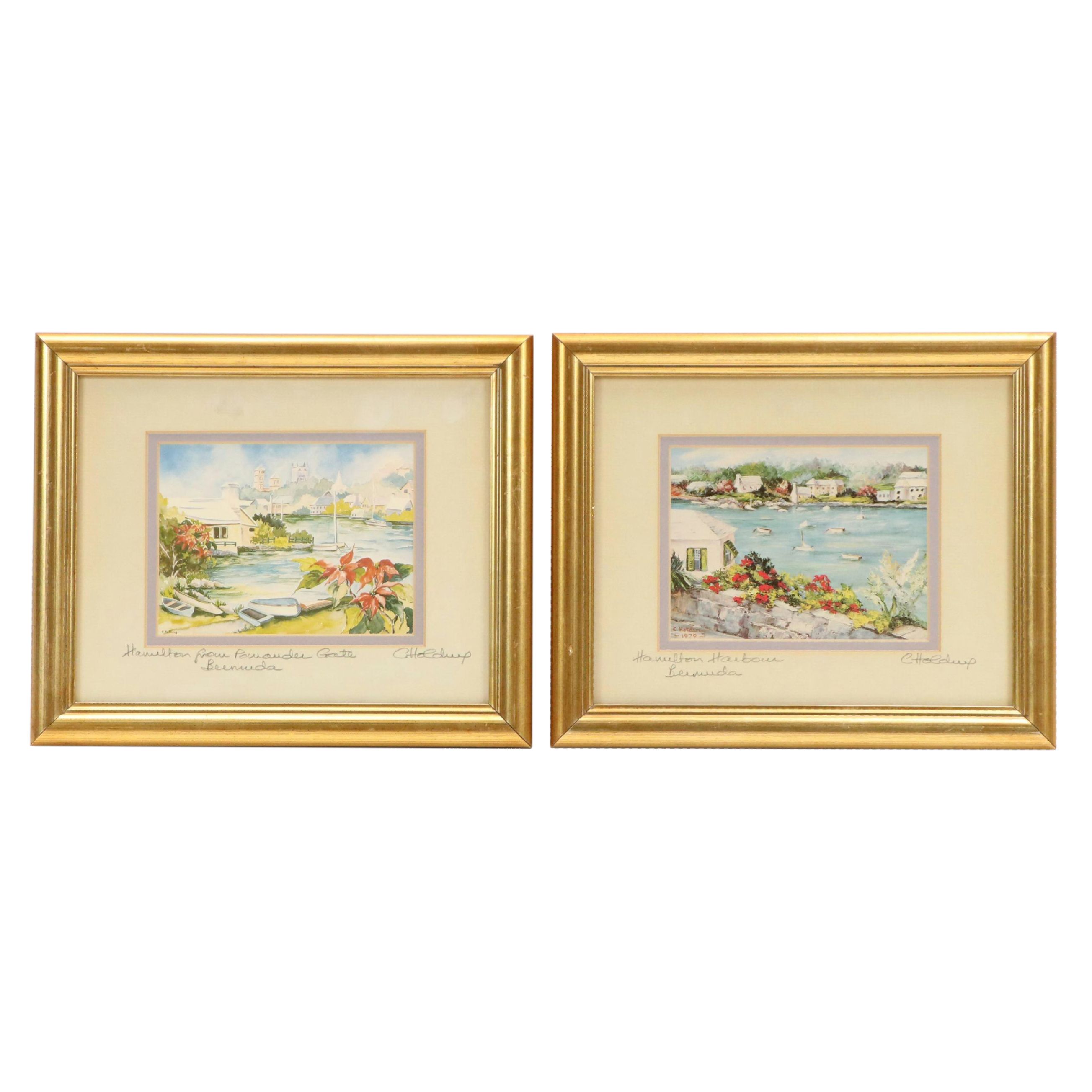 Carole Holding Offset Lithographs "Hamilton Harbor" and Other Bermudian Scene