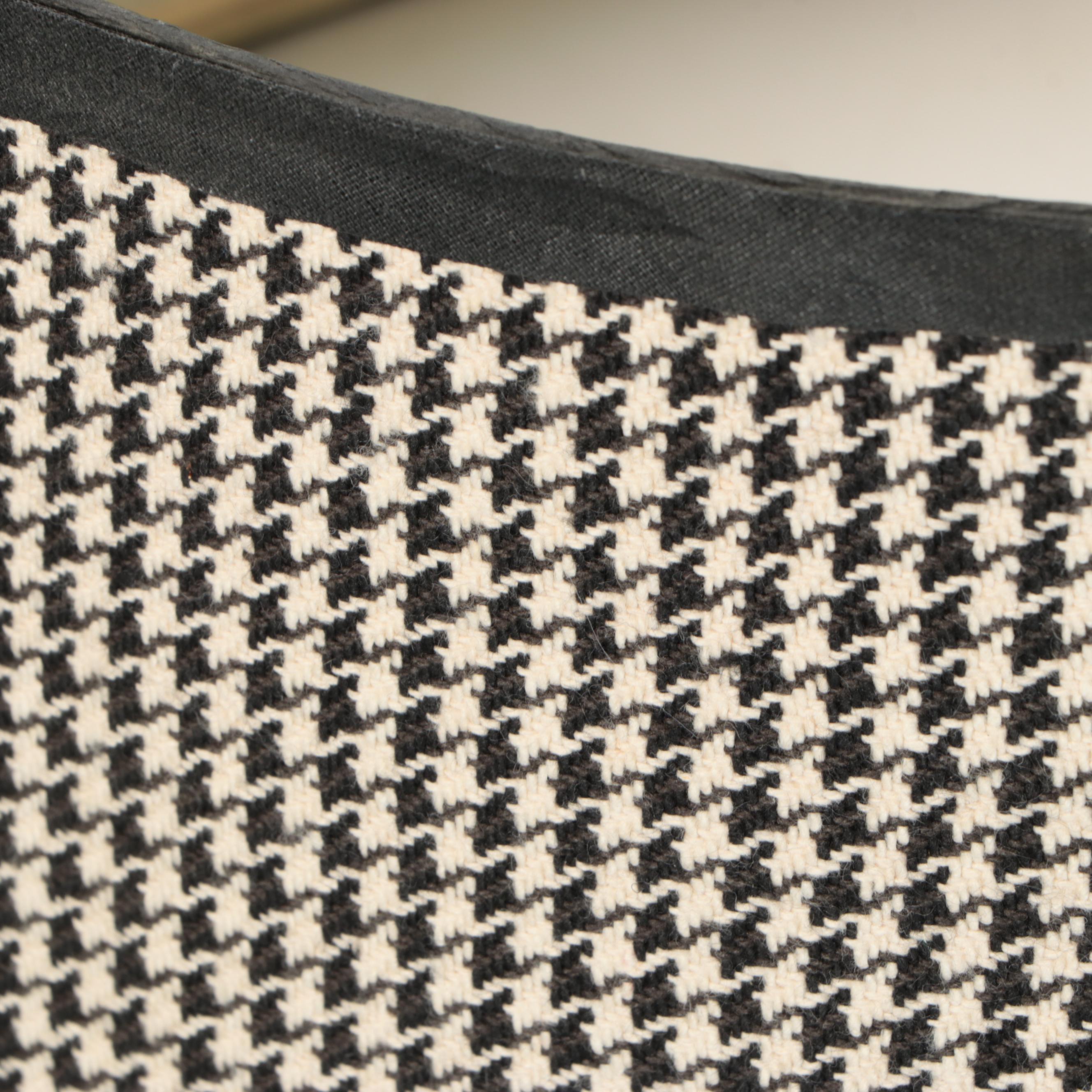 Contemporary Ceramic Gourd Table Lamp with Houndstooth and White Double Shade