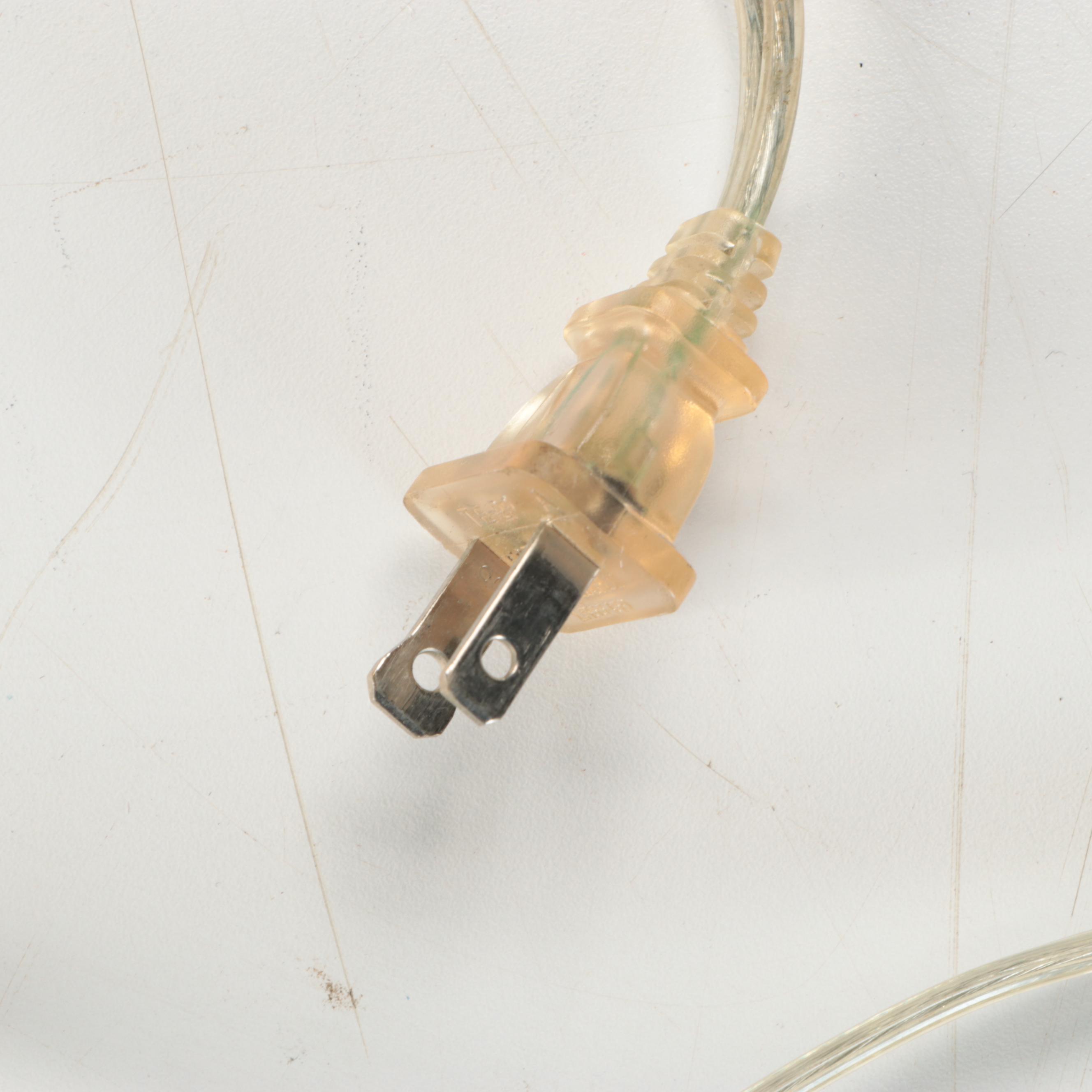 Contemporary Ceramic Gourd Table Lamp with Houndstooth and White Double Shade