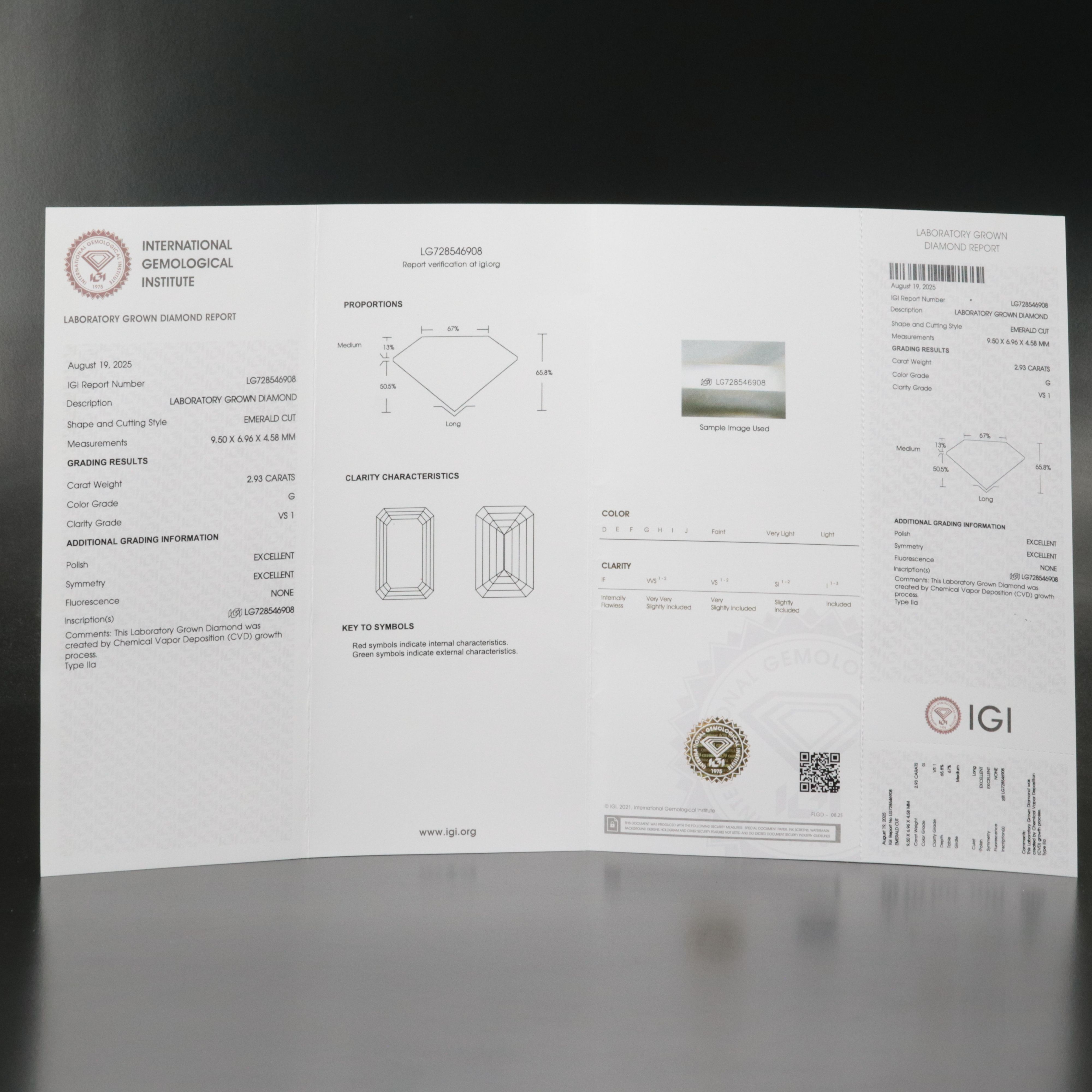 Loose 2.93 CT Lab Grown Diamond with IGI Report