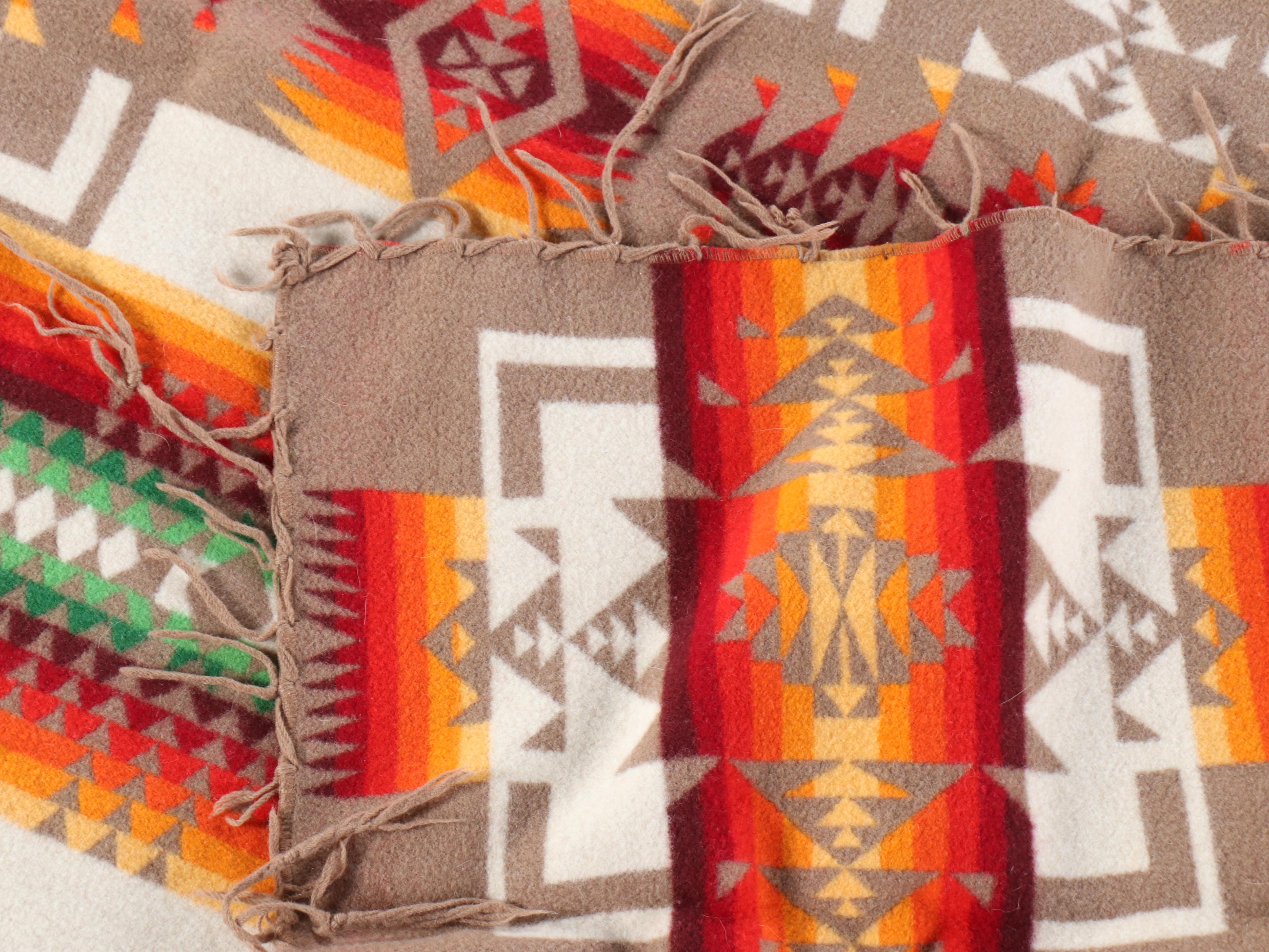 Two Pendleton Beaver State Fringed Wool Blankets