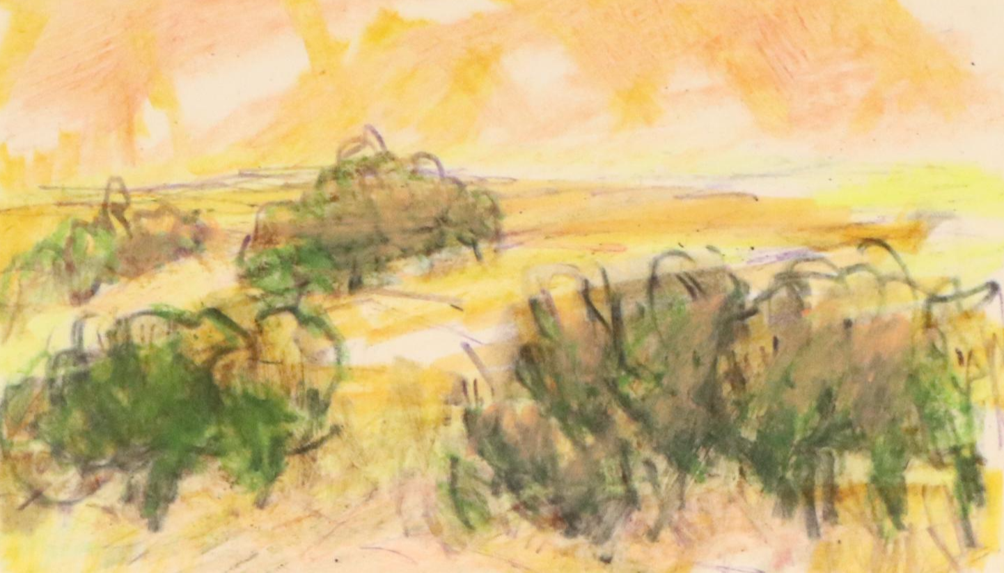 Paul Chidlaw Modern Landscape Drawing, Mid-Late 20th Century