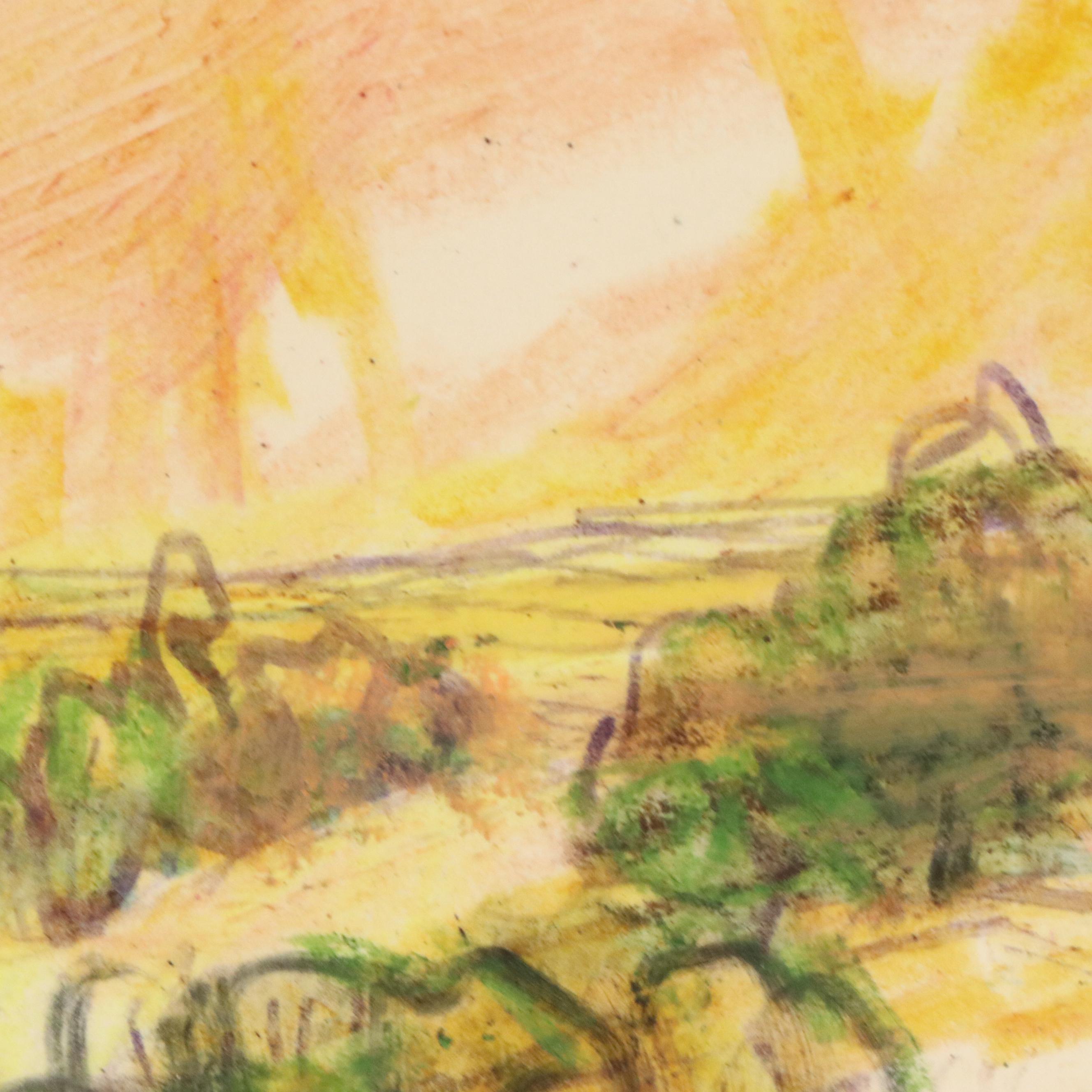 Paul Chidlaw Modern Landscape Drawing, Mid-Late 20th Century