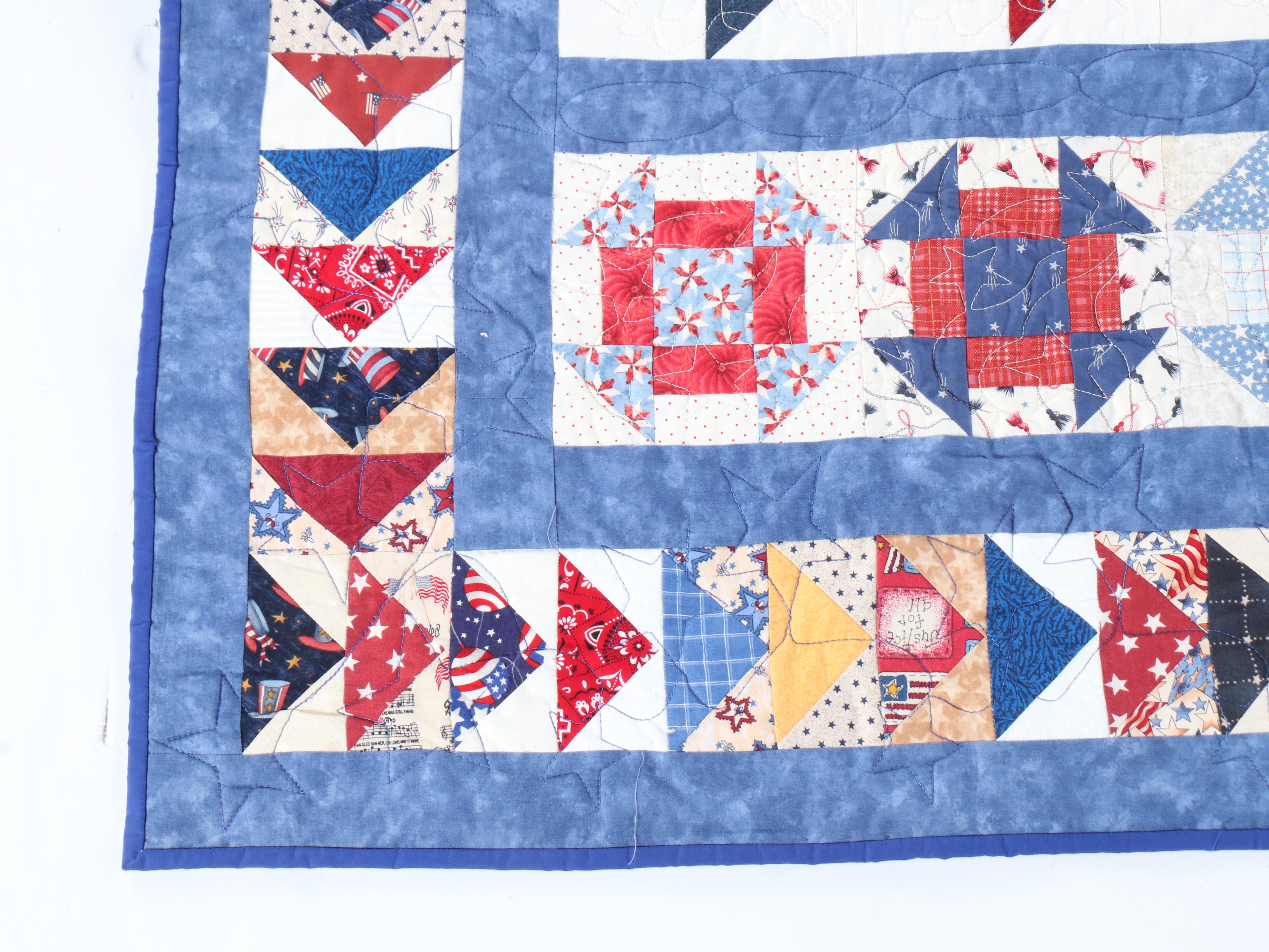 "Patriotic Row by Row" Americana Pieced Cotton Quilt, 2017