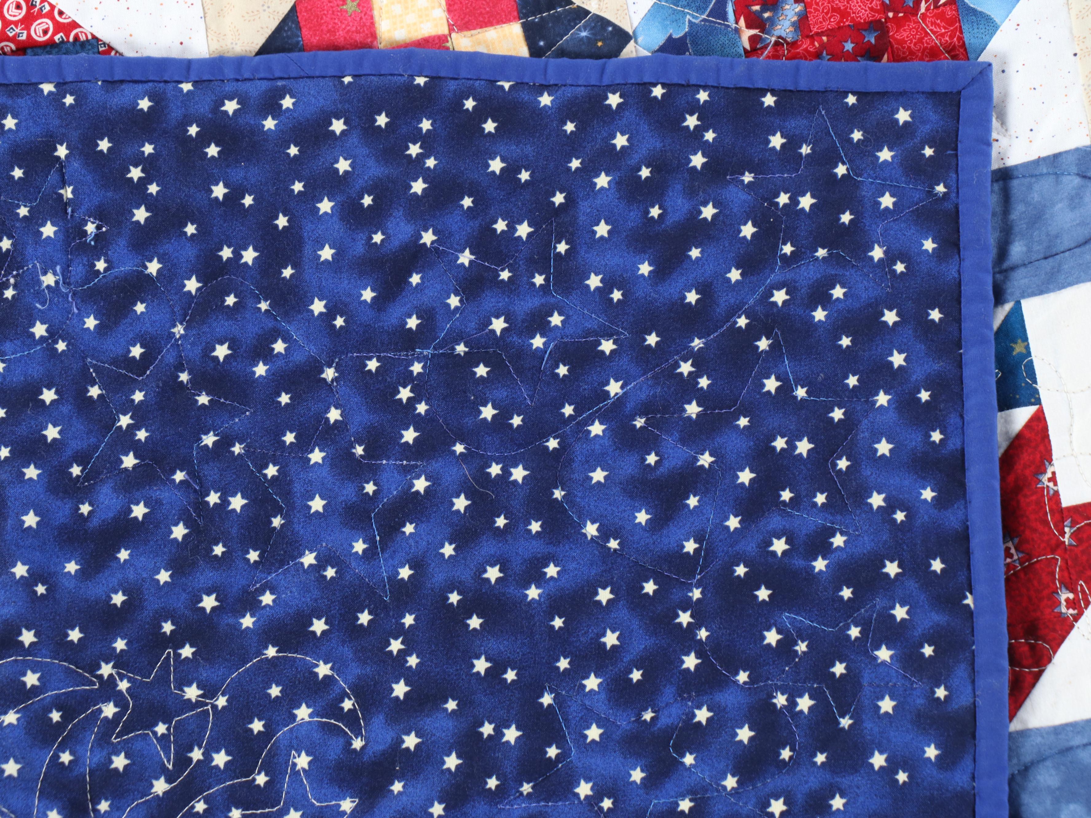 "Patriotic Row by Row" Americana Pieced Cotton Quilt, 2017