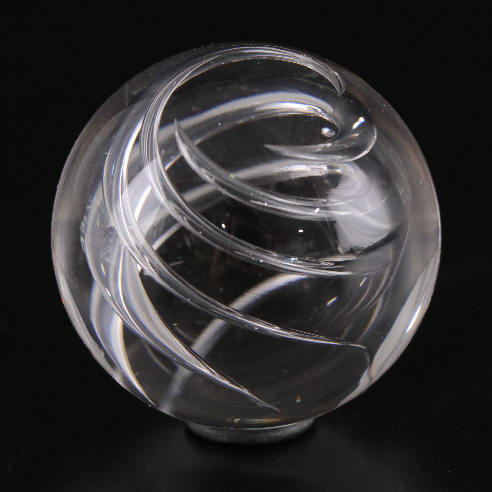 Crystal Ball and Four Crystal Paperweights