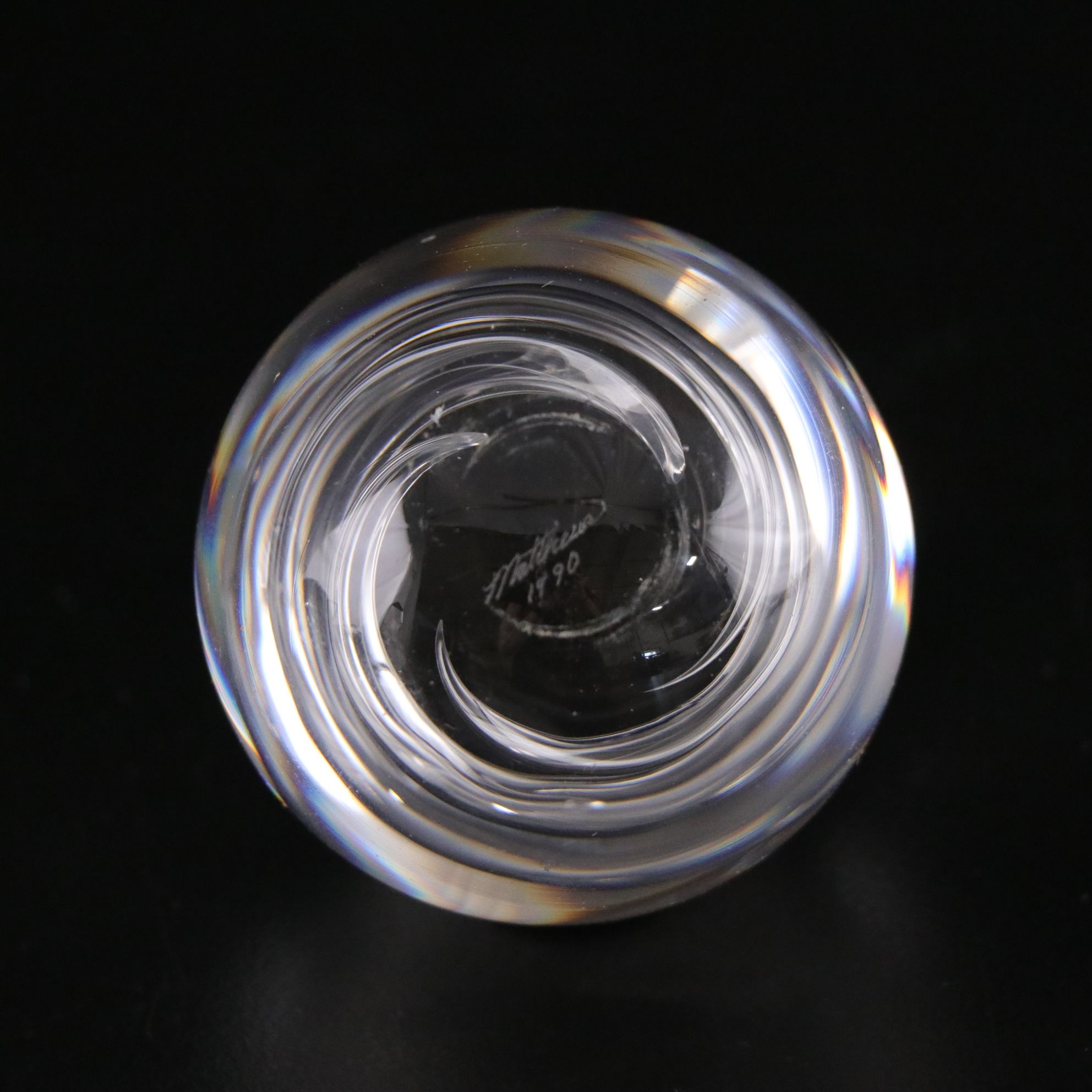 Crystal Ball and Four Crystal Paperweights