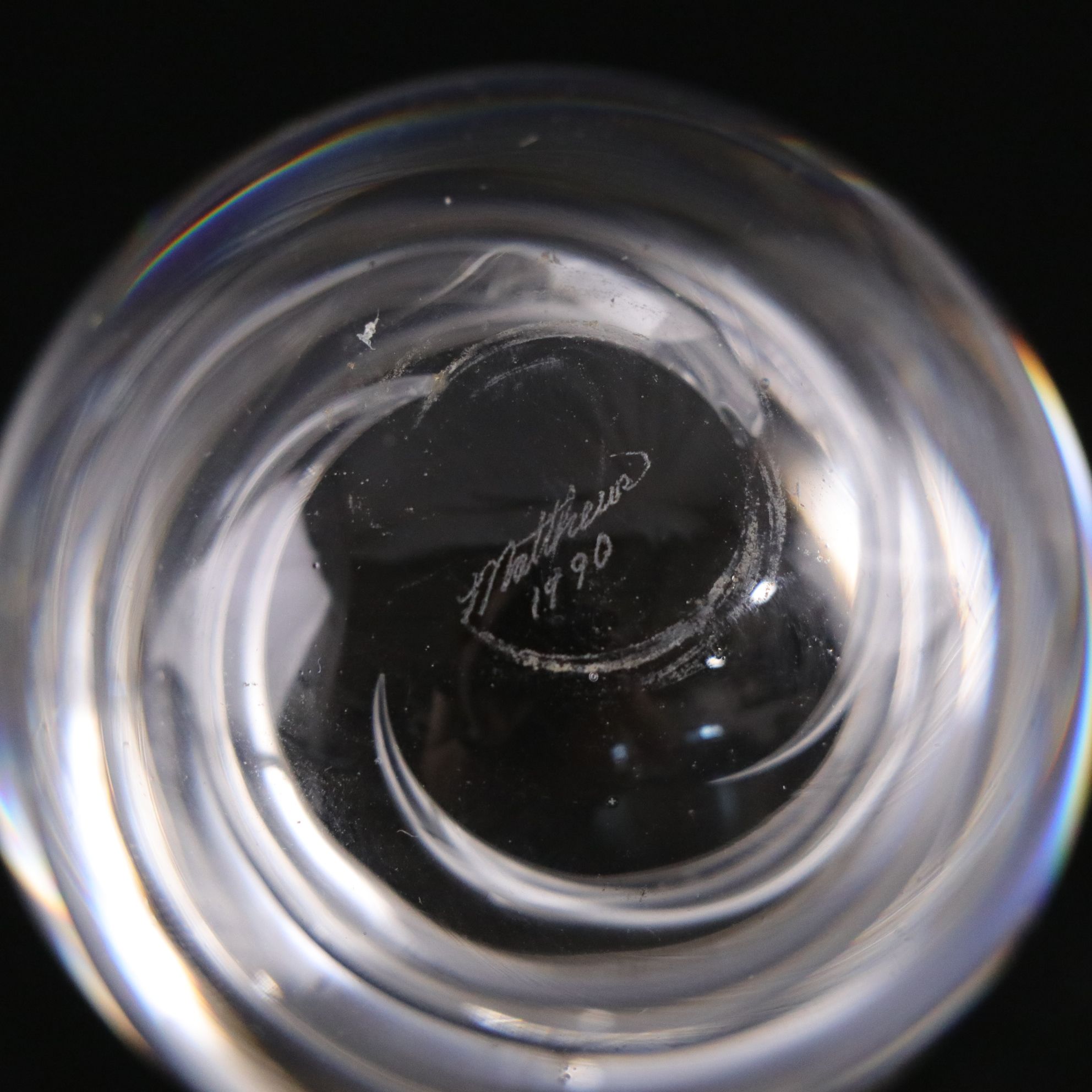 Crystal Ball and Four Crystal Paperweights