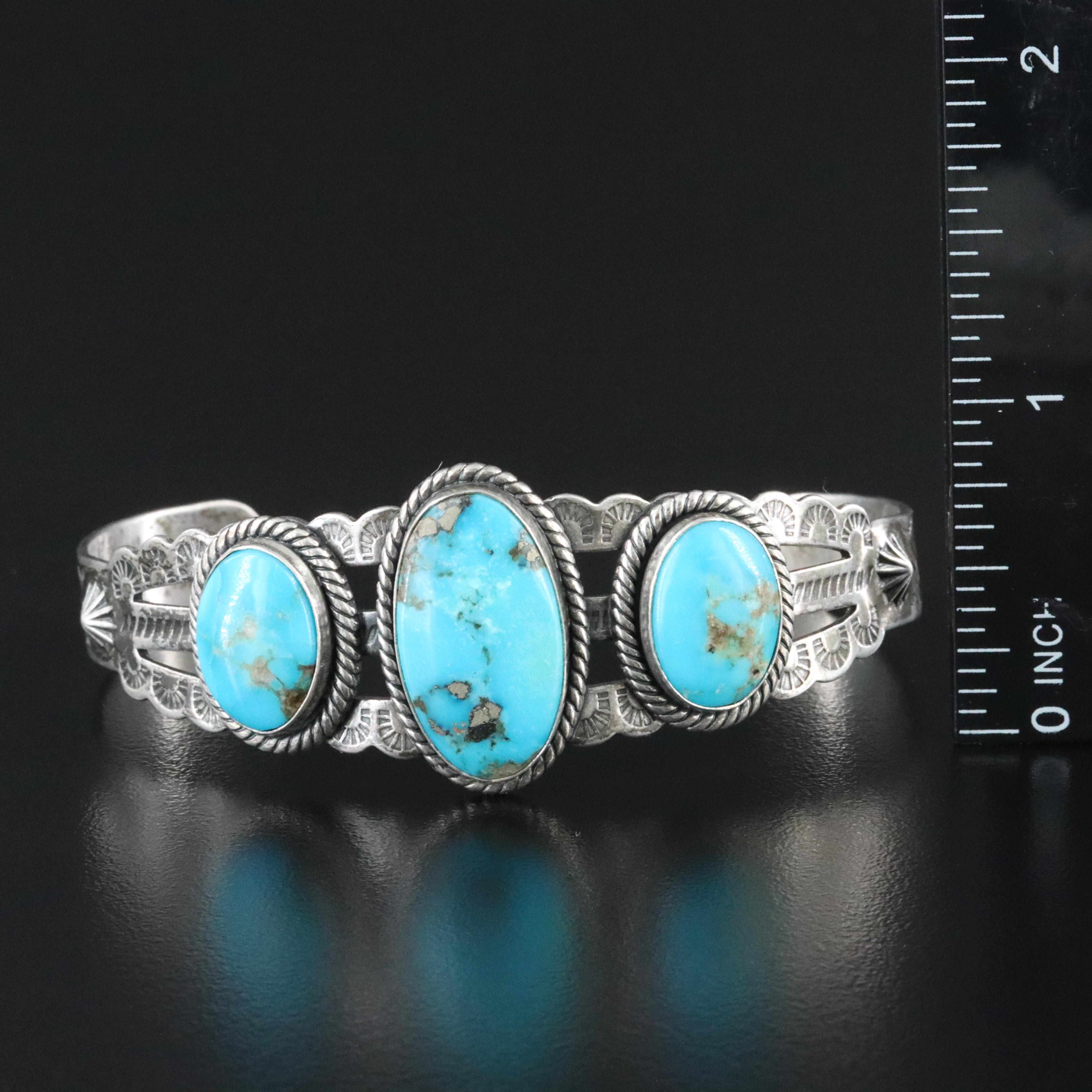 Southwestern Sterling Turquoise Cuff Bracelet