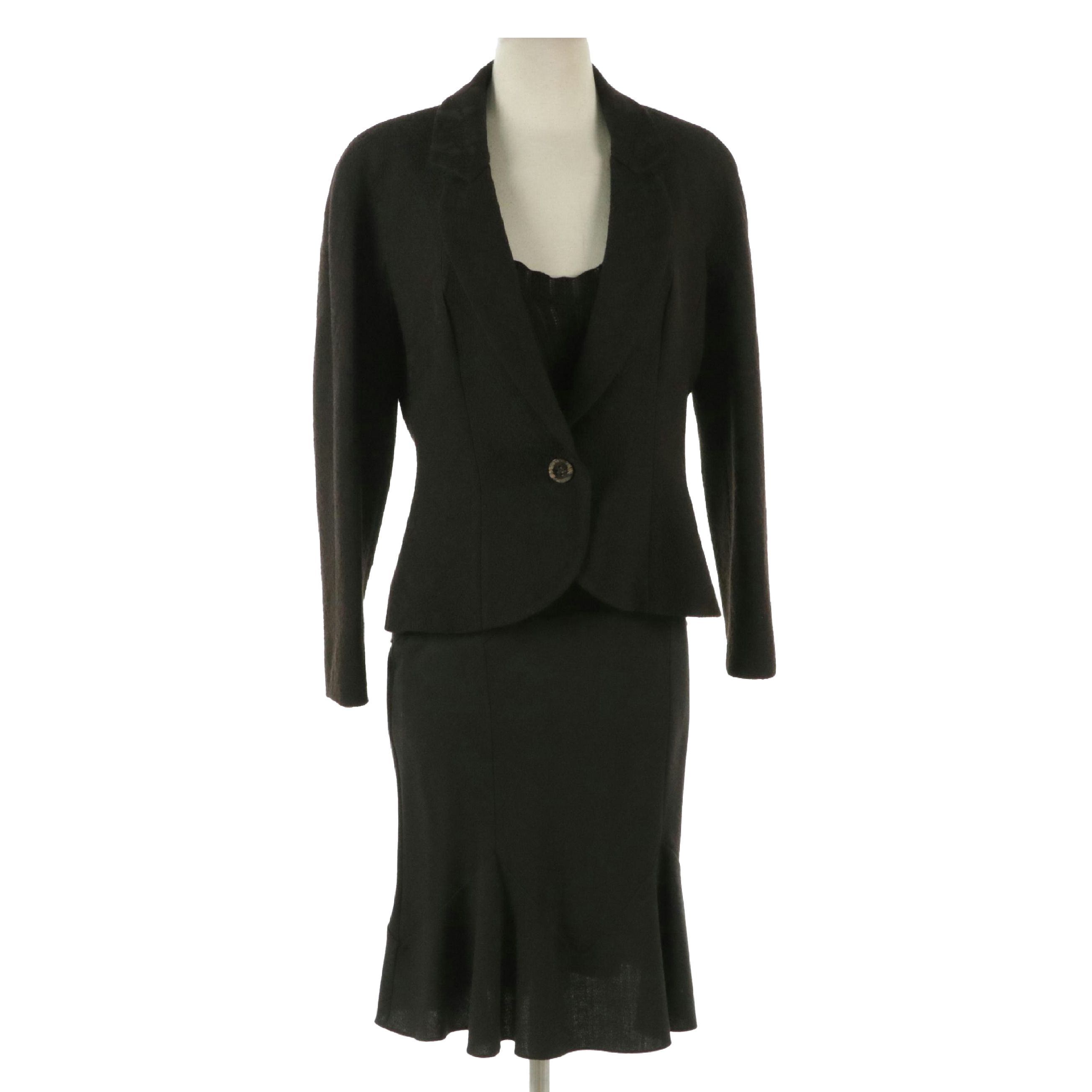 Christian Dior Boutique Knit Sleeveless Top, Single-Button Suit Jacket & Skirt