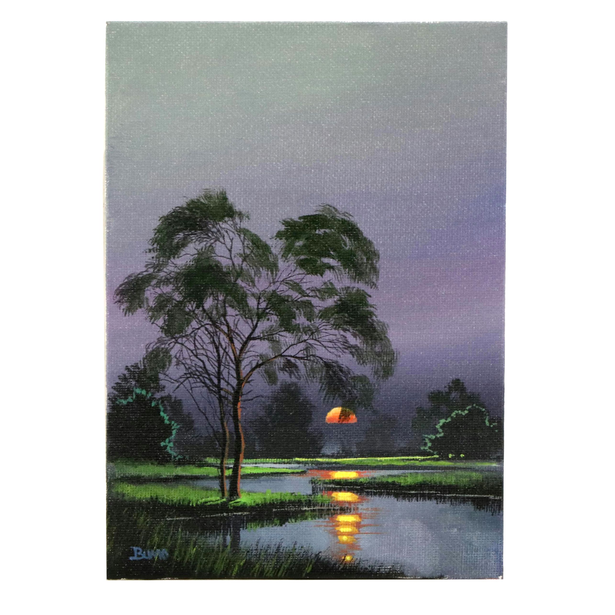 Doug "Bumo" Johnpeer Nocturne Landscape Oil Painting, 2025