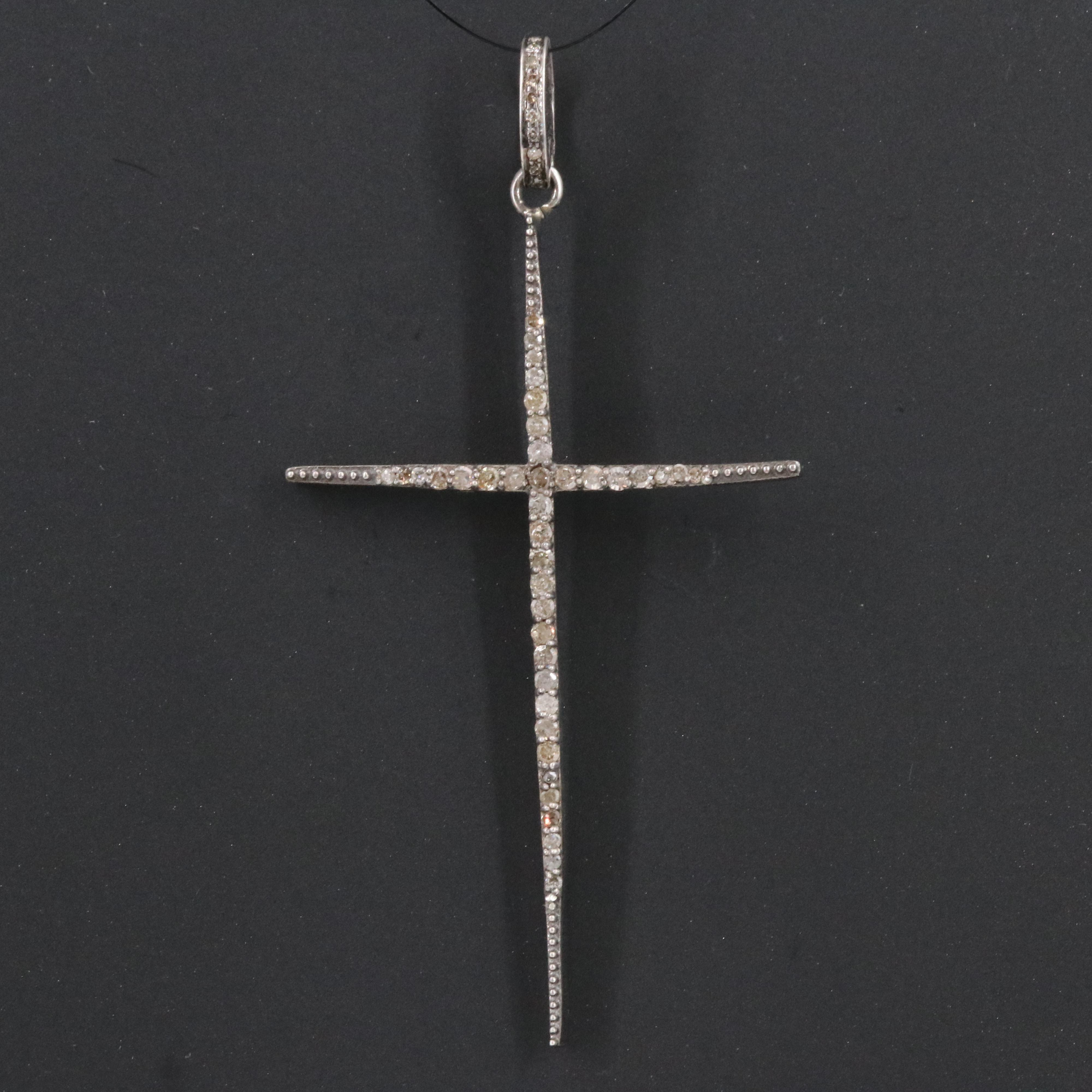 Sterling Diamond Cross Pendant Attributed to Sheryl Lowe