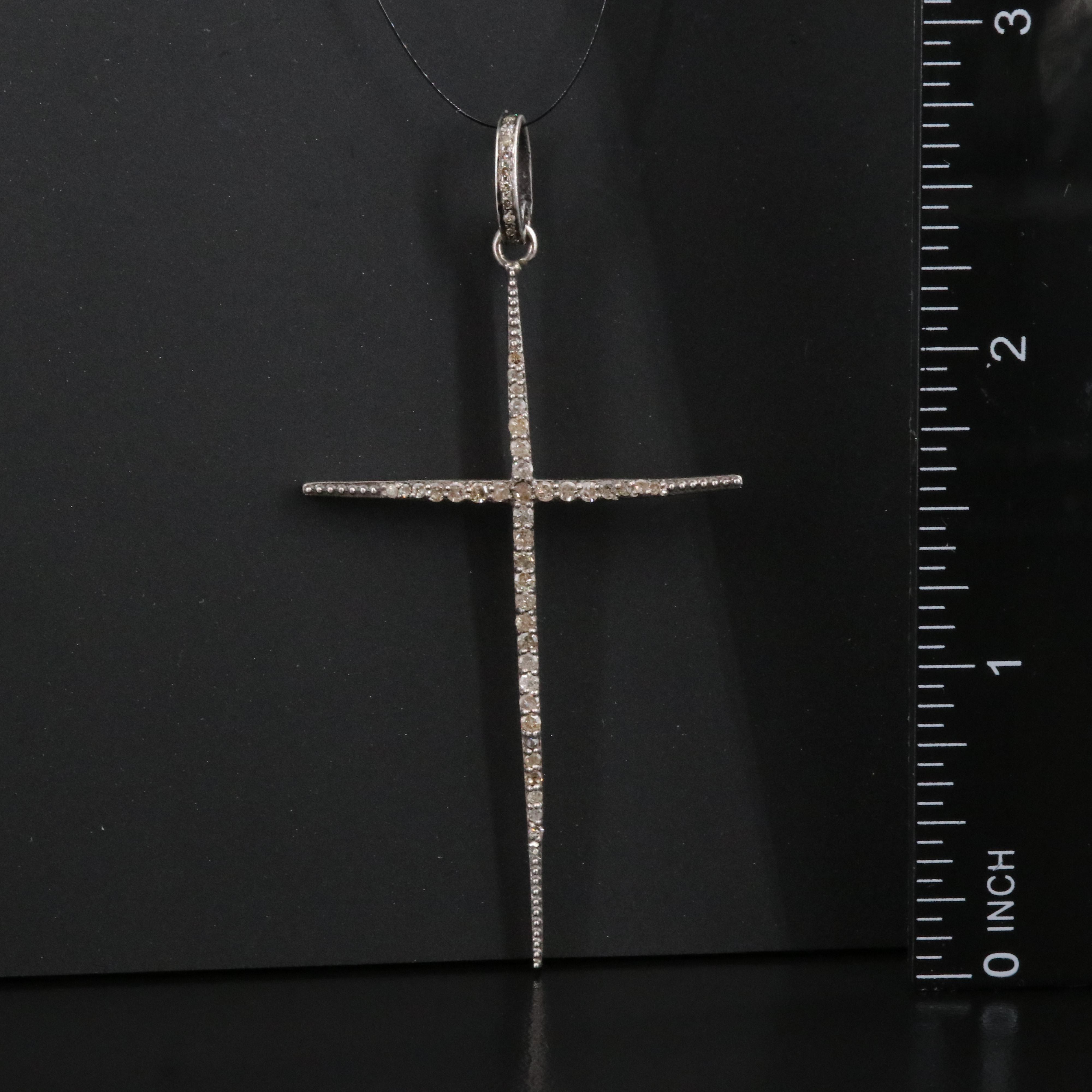 Sterling Diamond Cross Pendant Attributed to Sheryl Lowe