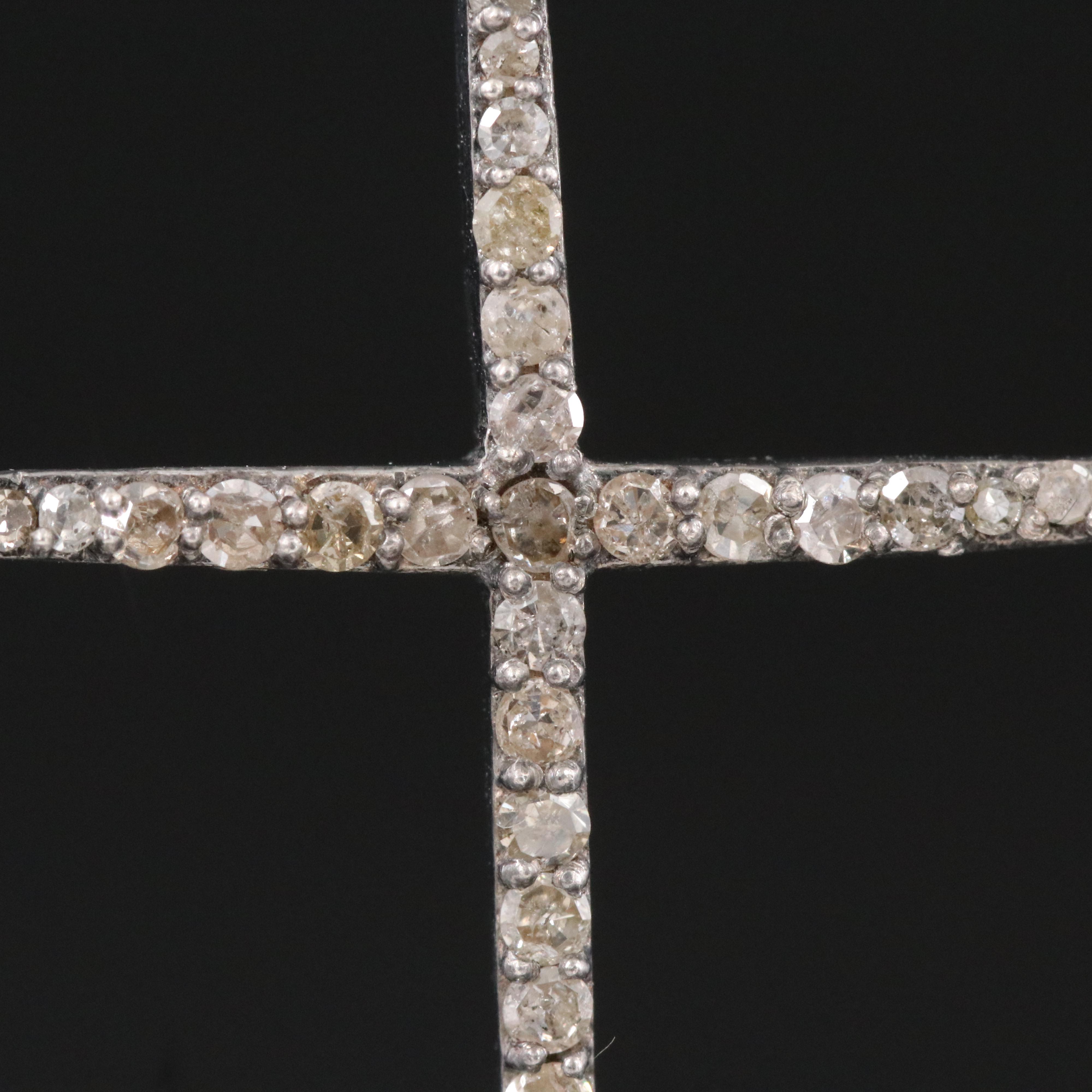 Sterling Diamond Cross Pendant Attributed to Sheryl Lowe