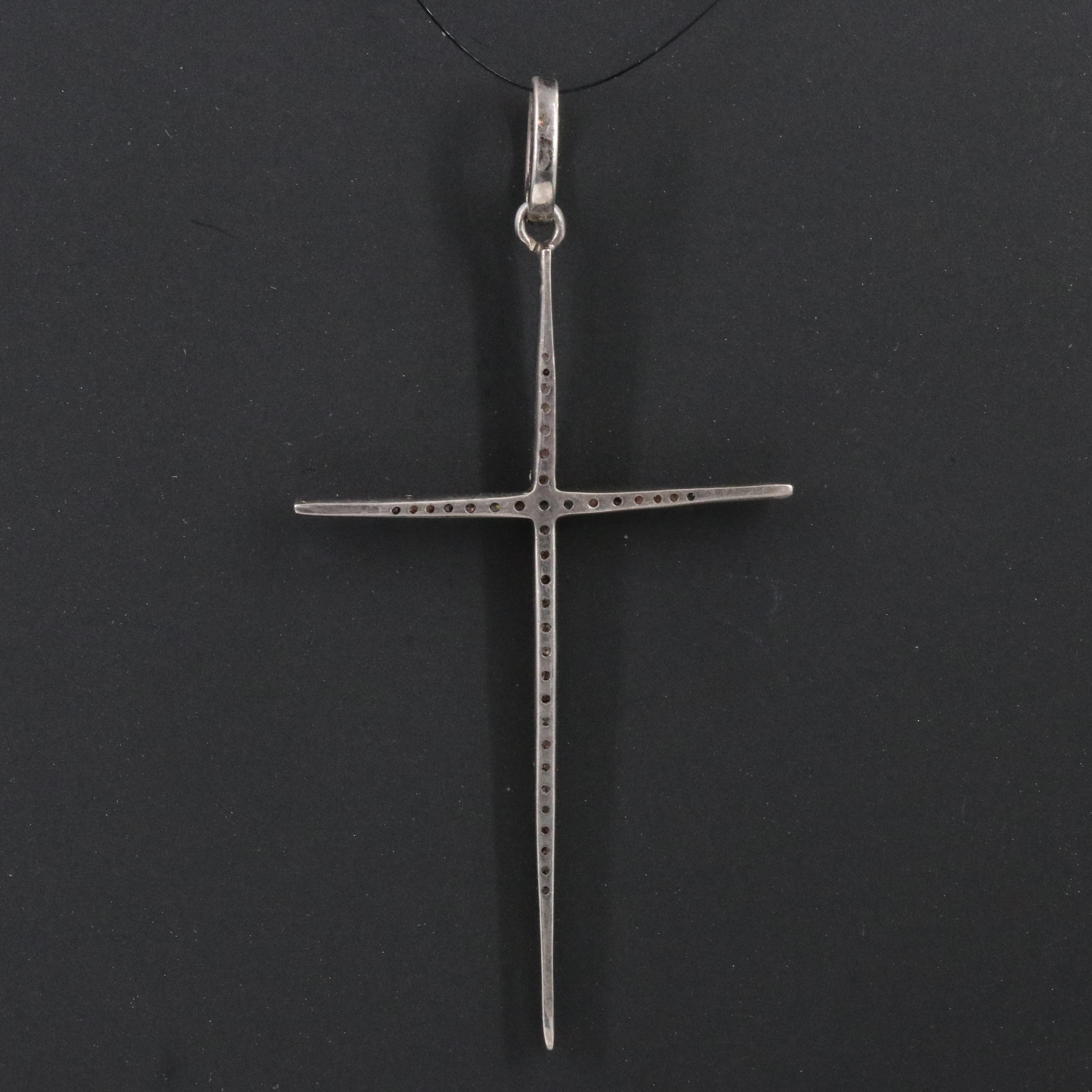 Sterling Diamond Cross Pendant Attributed to Sheryl Lowe