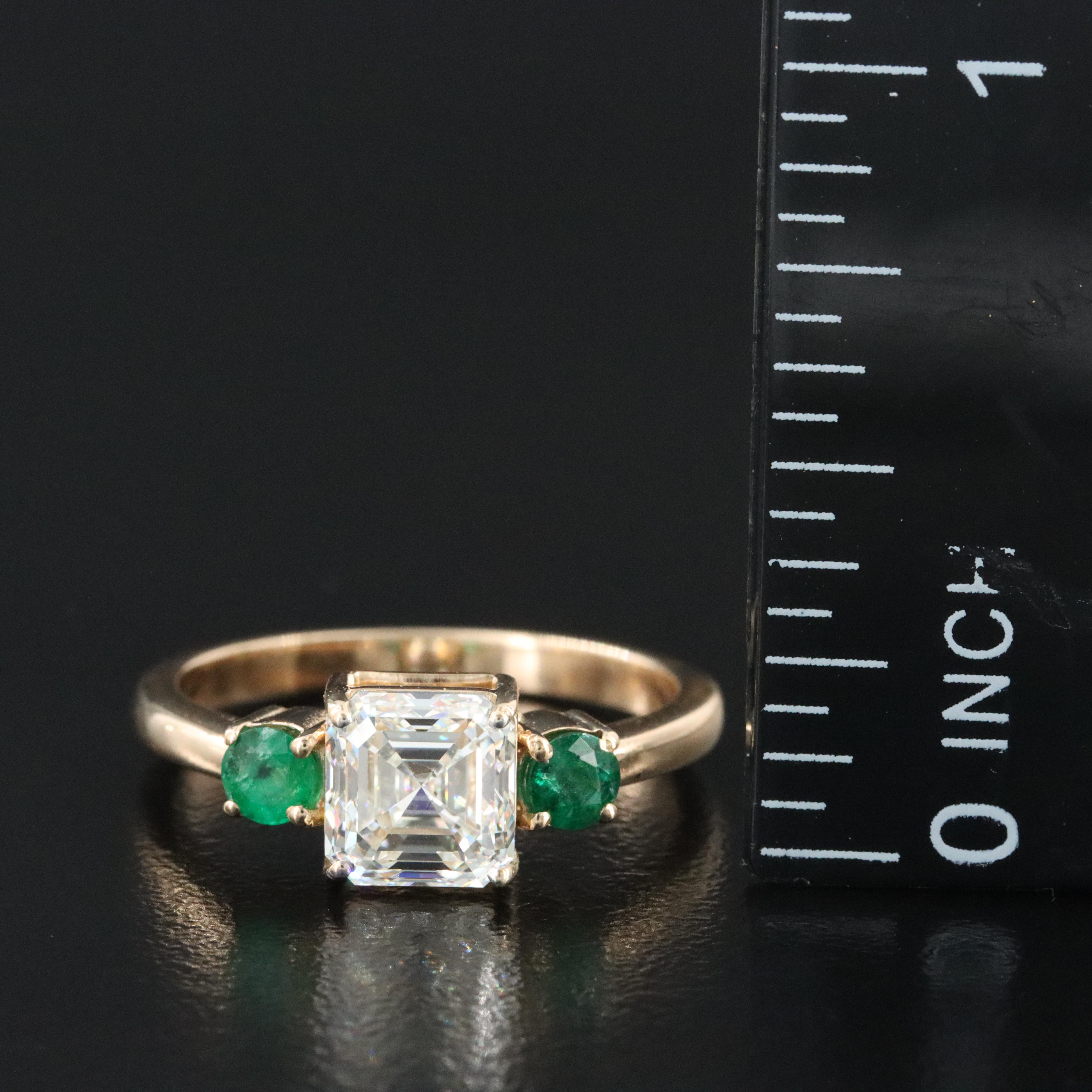 18K 1.50 CT Diamond and Emerald Ring with GIA Diamond Grading Report