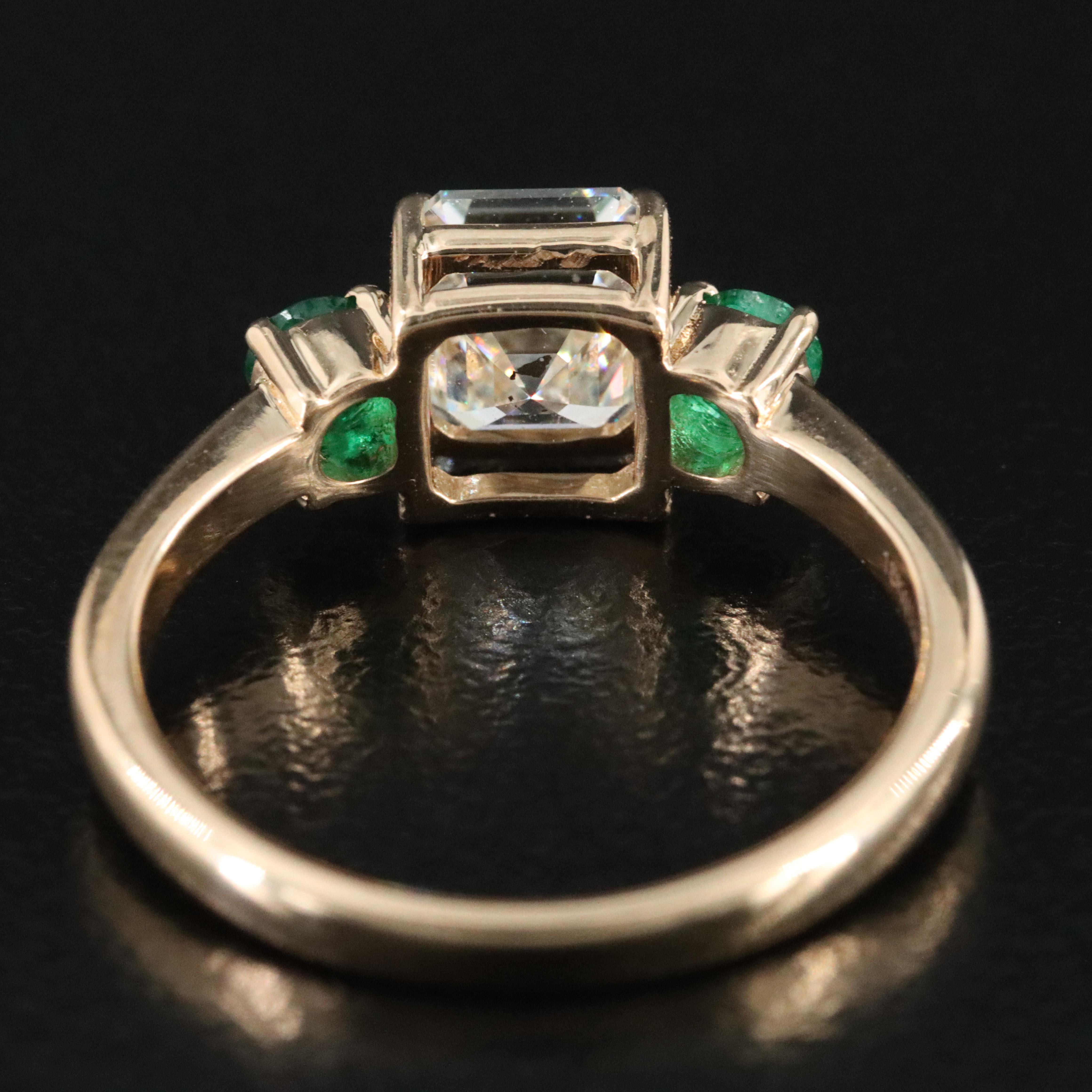 18K 1.50 CT Diamond and Emerald Ring with GIA Diamond Grading Report