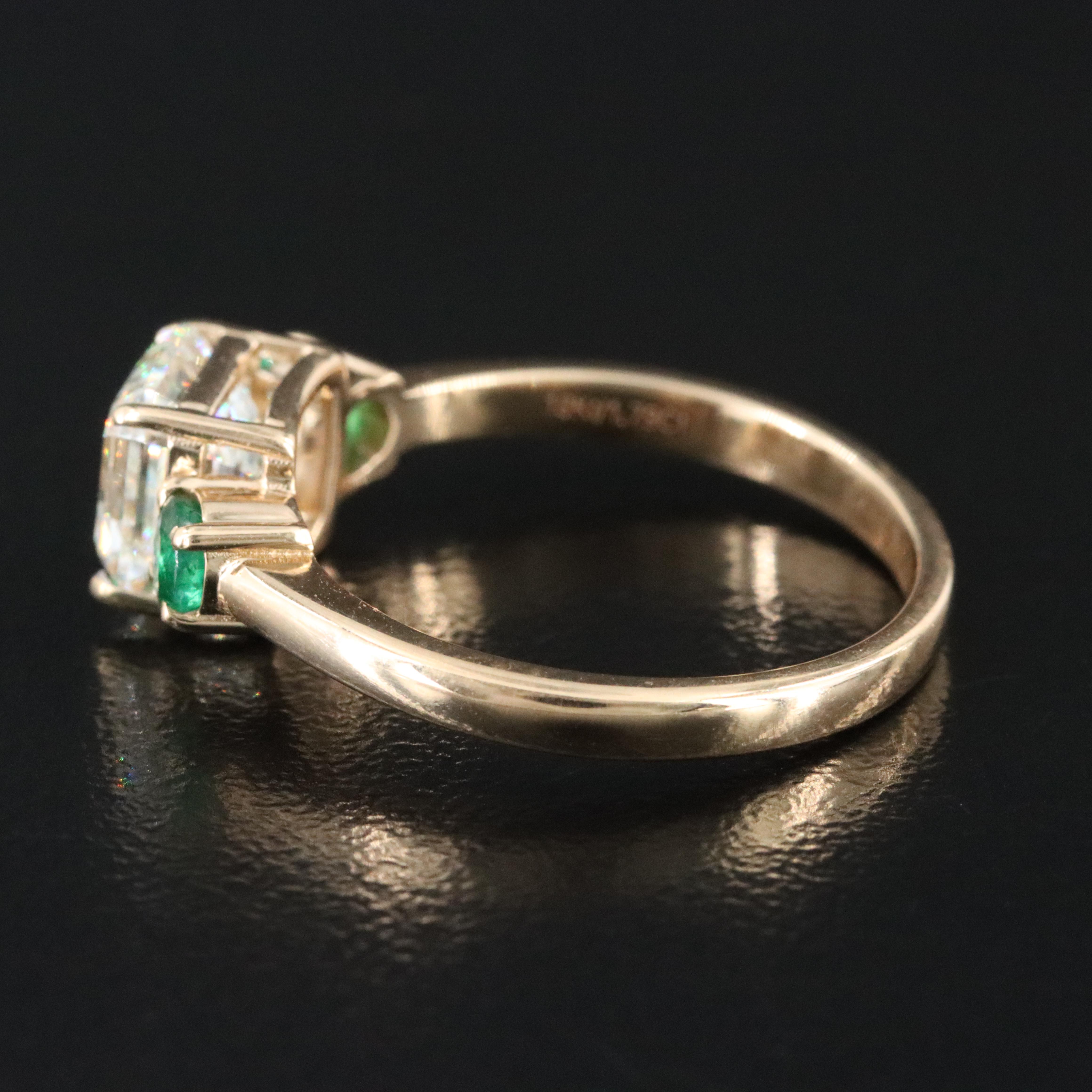 18K 1.50 CT Diamond and Emerald Ring with GIA Diamond Grading Report