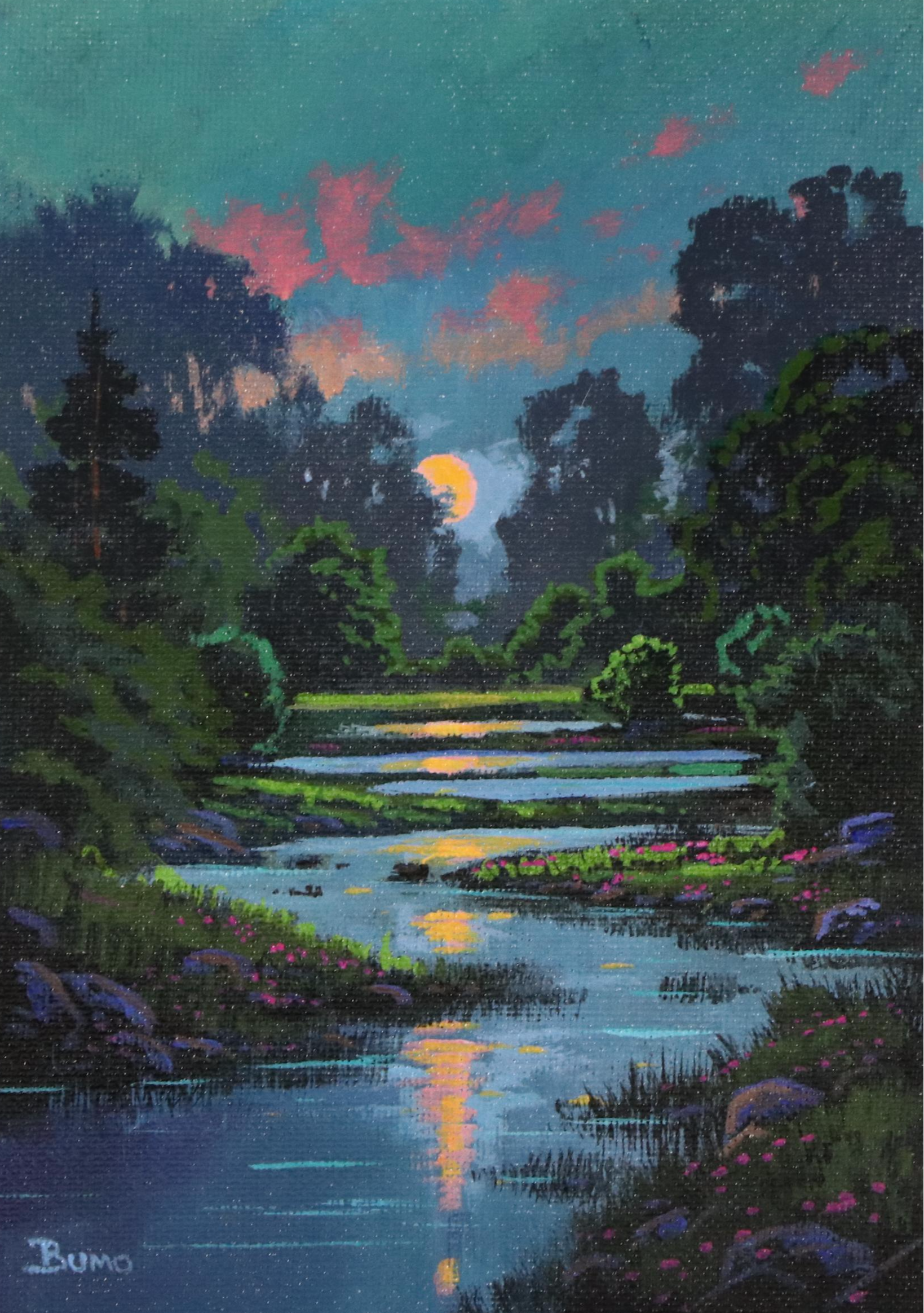 Doug "Bumo" Johnpeer Nocturne Landscape Oil Painting, 2025