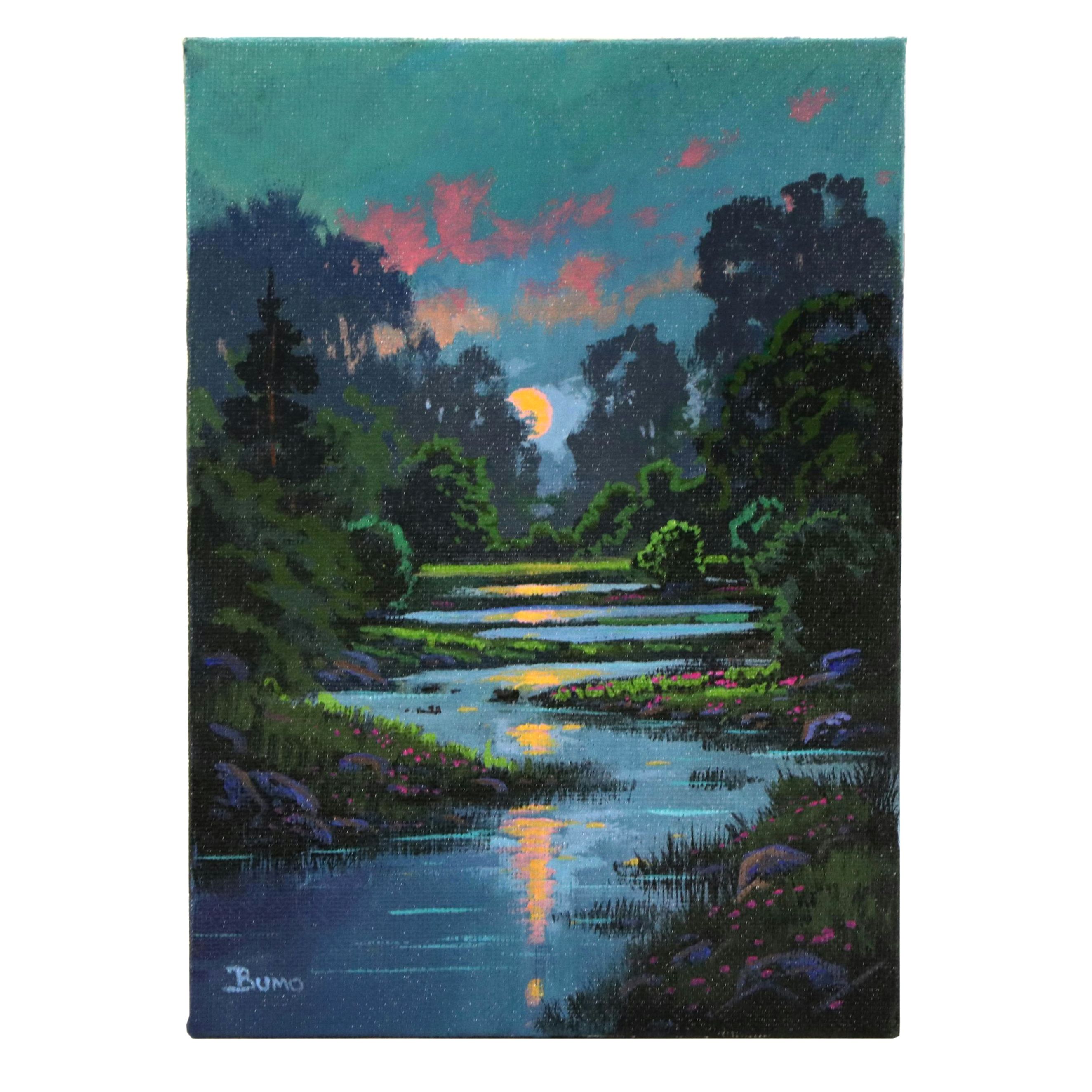 Doug "Bumo" Johnpeer Nocturne Landscape Oil Painting, 2025