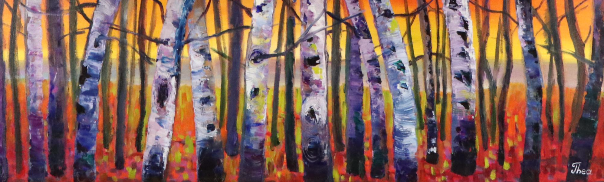 Thea Mamukelashvili Oil Painting "Birch Trees," 21st Century