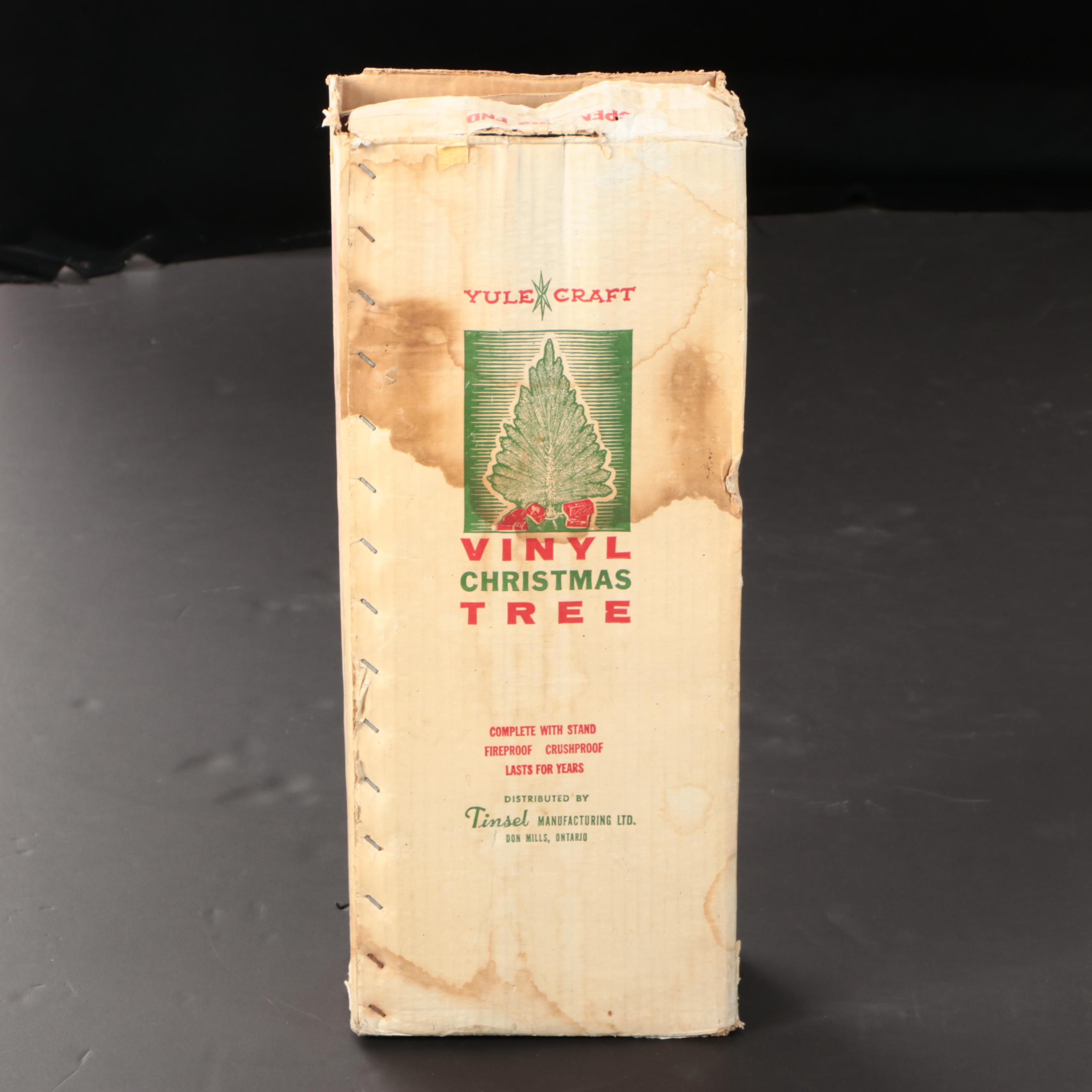 Yule Craft Vinyl Tinsel Christmas Tree with Stand, Vintage