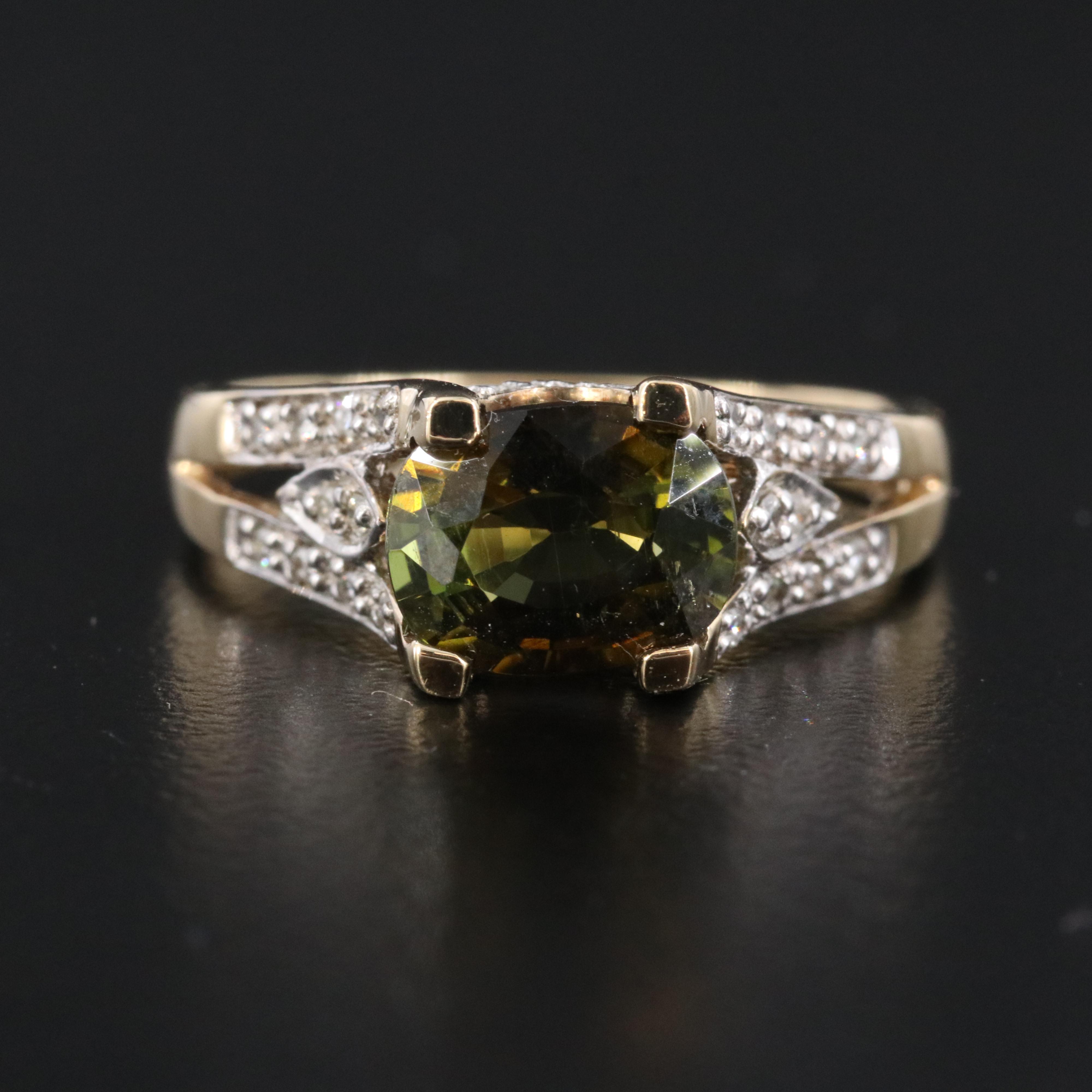9K Tourmaline and Diamond Ring