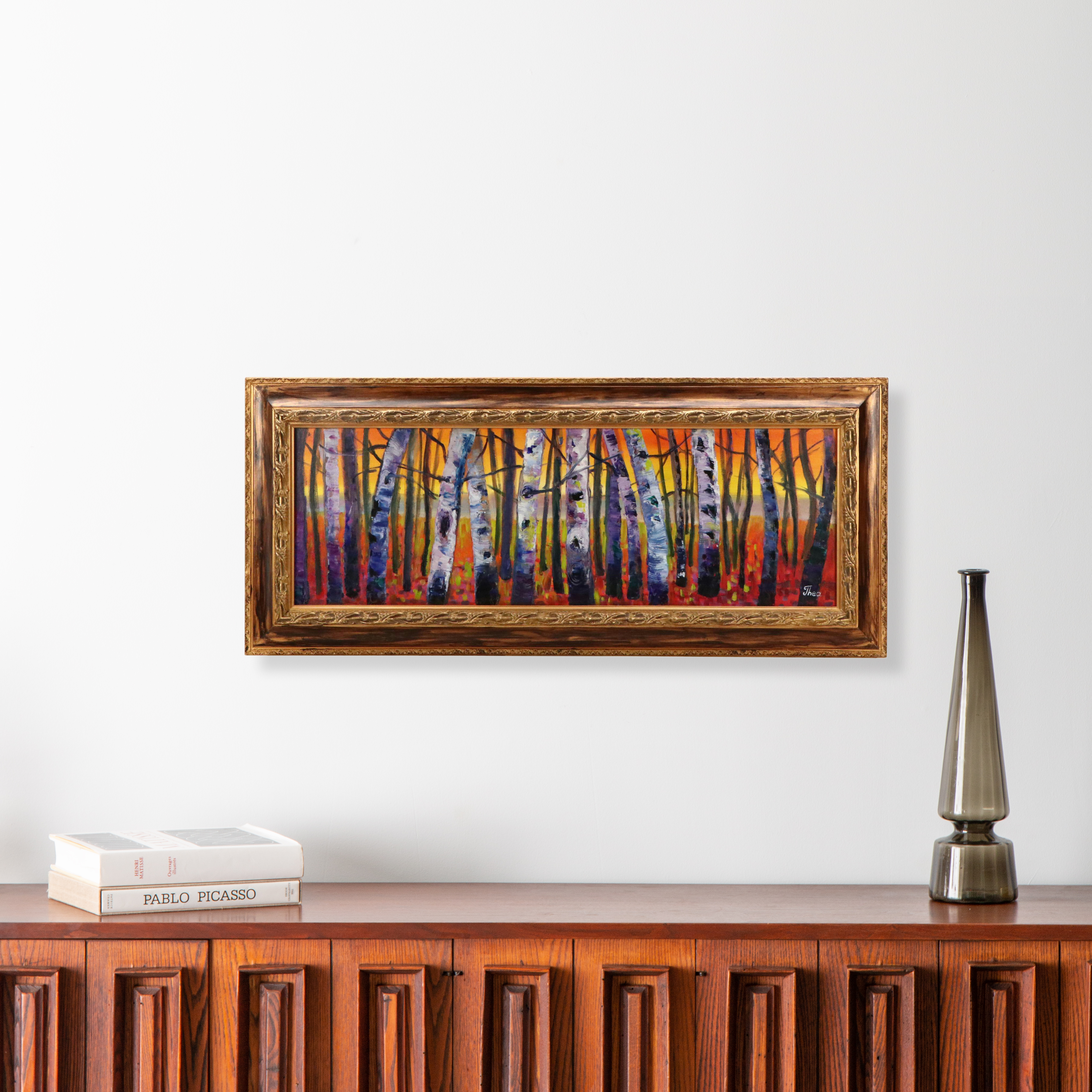 Thea Mamukelashvili Oil Painting "Birch Trees," 21st Century