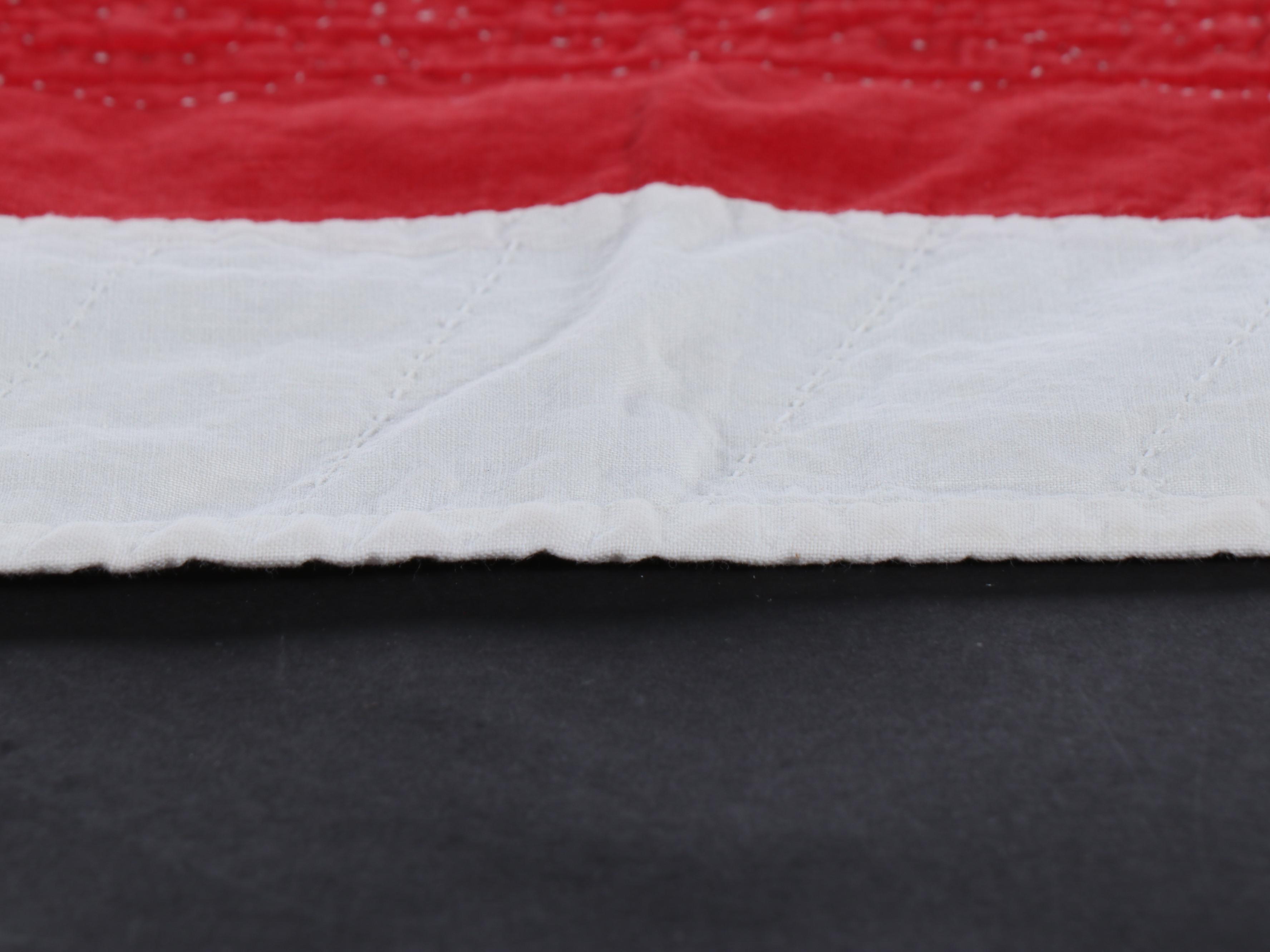 Cross-Stitch Embroidery and Other Red and White Cotton Quilts